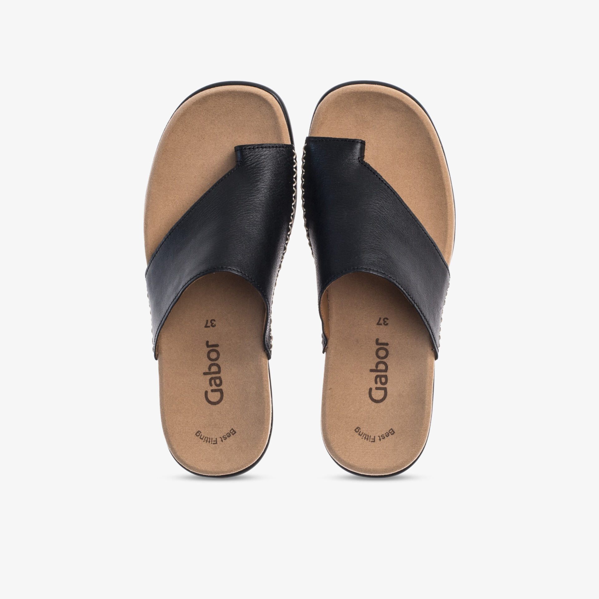 Elegante schwarze Leder-Sandalen von Gabor mit rutschfester Sohle und gepolsterter Innensohle für höchsten Tragekomfort.