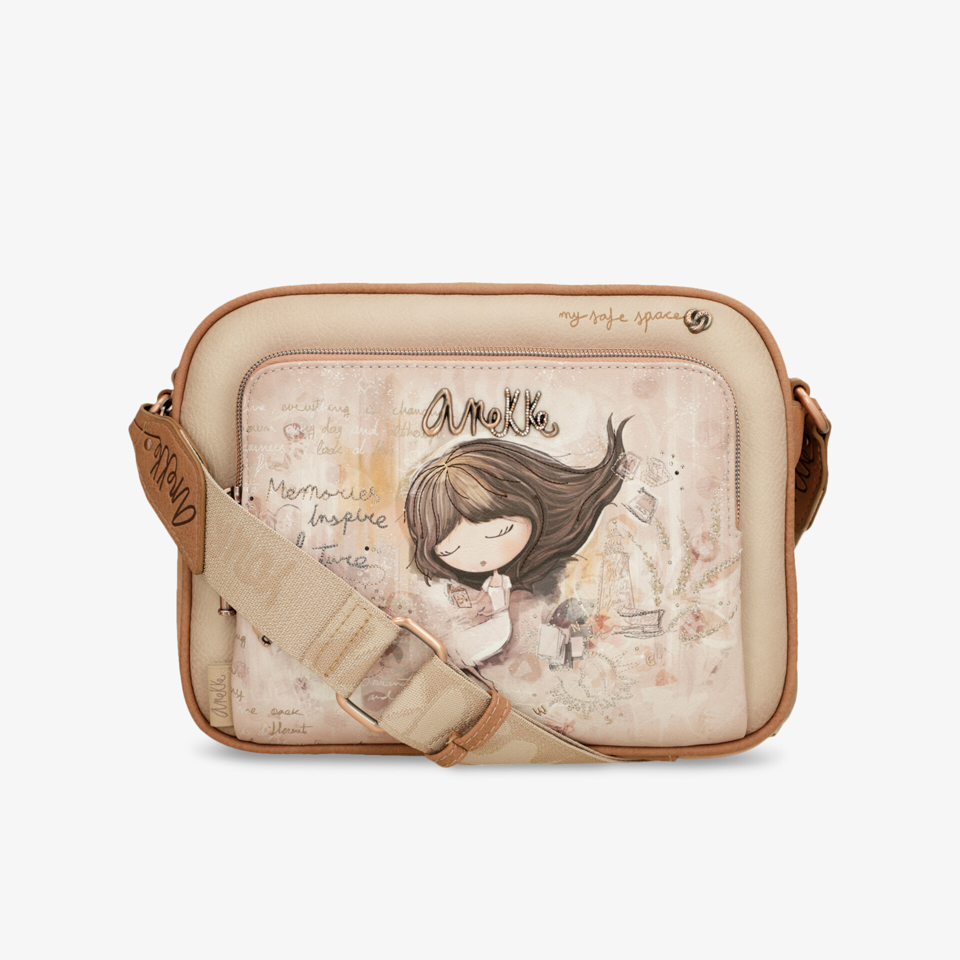 Leichte Umhängetasche mit verstellbarem Gurt und süßer Illustration auf der Front, ideal für den Alltag