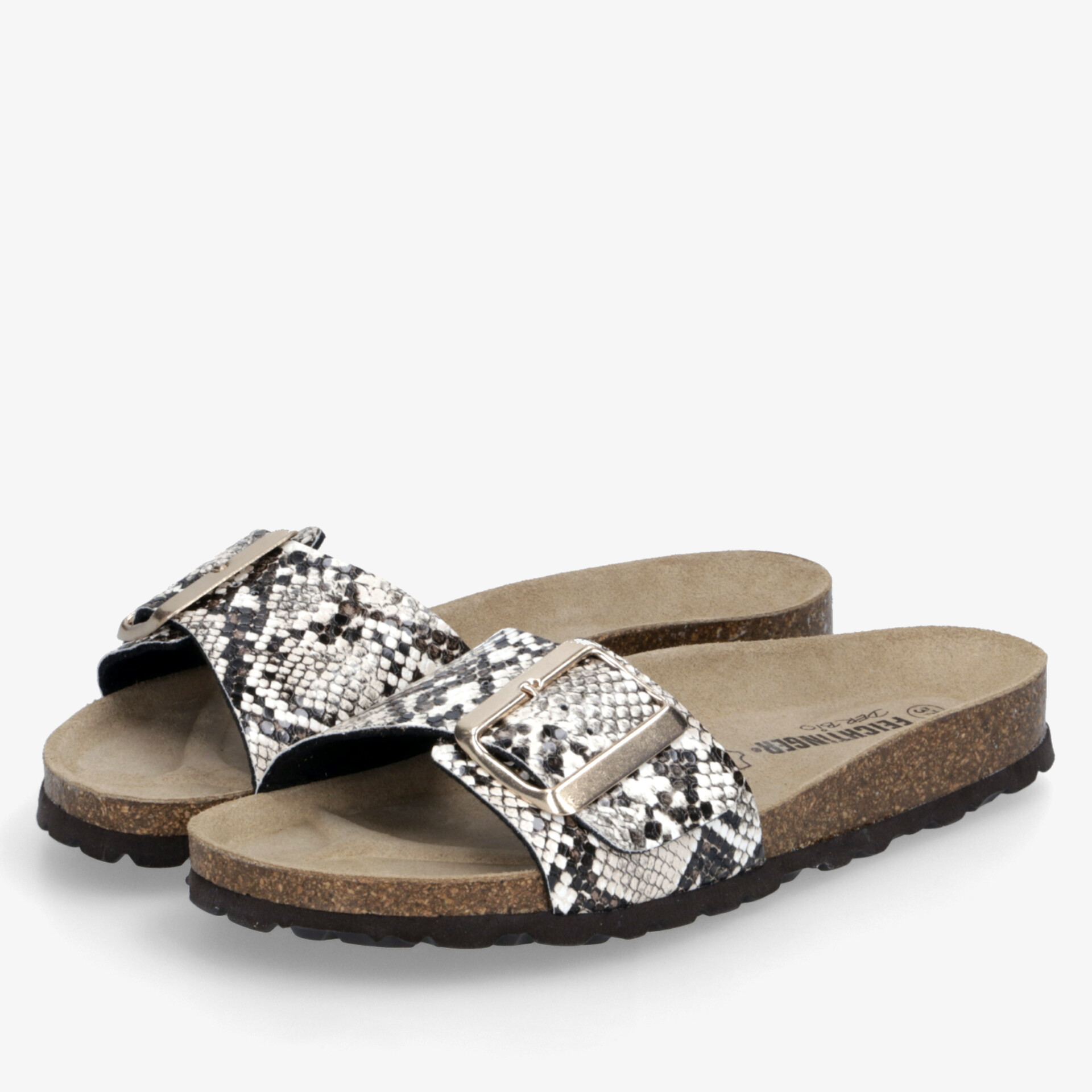 Bequeme Sandale mit verstellbarem Riemen und modischem Schlangenprint, gepolstertes Fußbett für ganztägigen Komfort