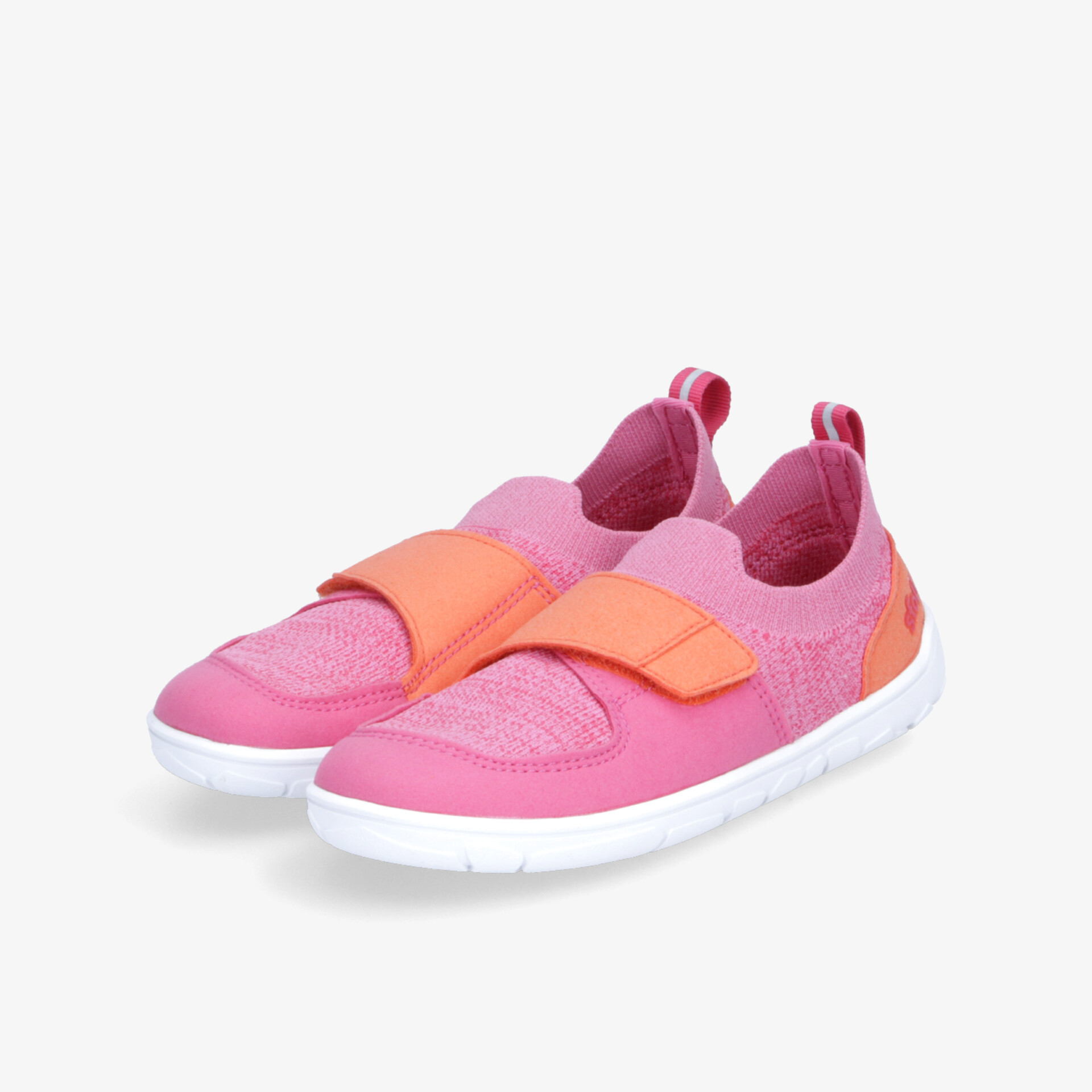 Bequeme und flexible Schuhe mit elastischem Riemen und rutschfester Sohle in leuchtendem Pink und Orange