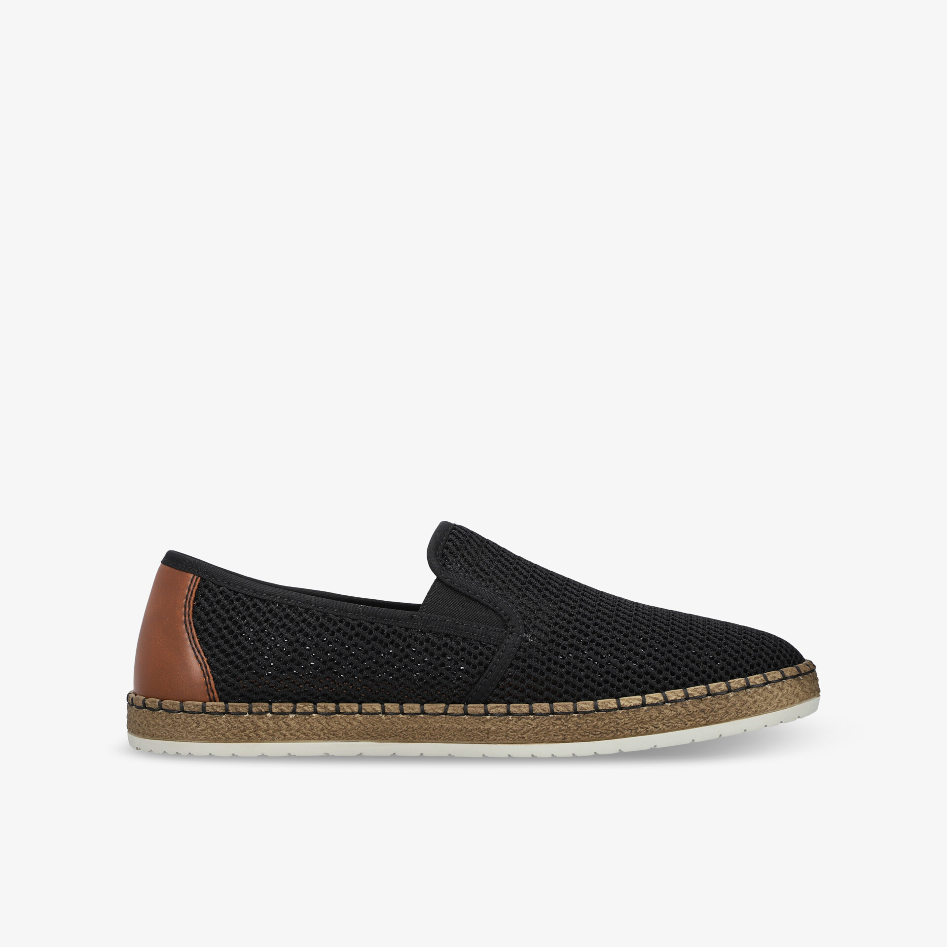 Leichter, atmungsaktiver Slip-on Espadrille Schuh mit flexibler Sohle und kontrastierendem braunem Ferseinsatz