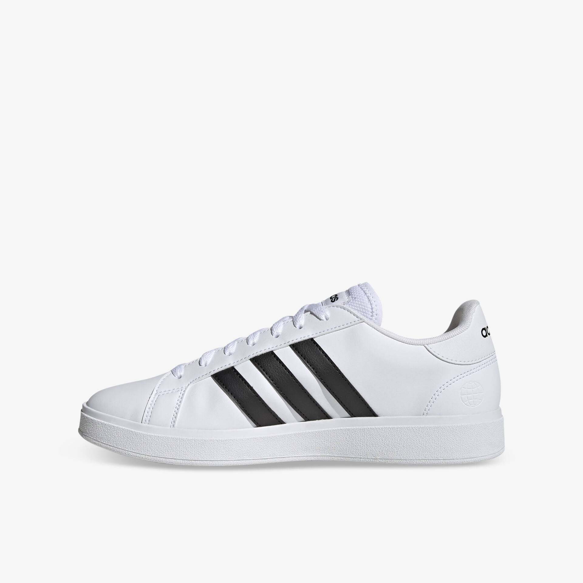 Klassischer weißer Adidas Sneaker mit schwarzen Streifen, ideal für sportliche und lässige Looks