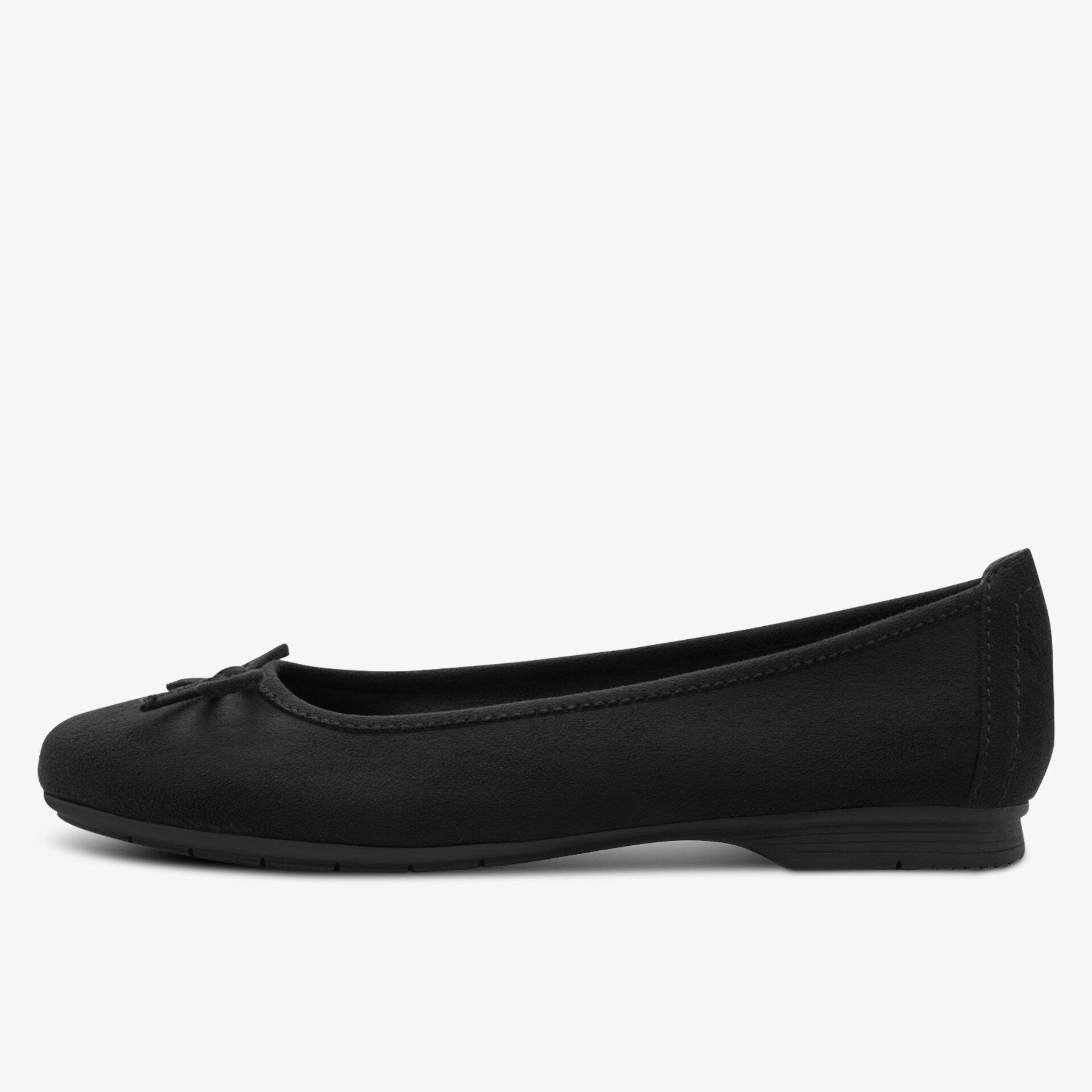 Bequemer leichter Ballerina-Schuh mit flacher Sohle und flexiblem Material, seitliche Ansicht