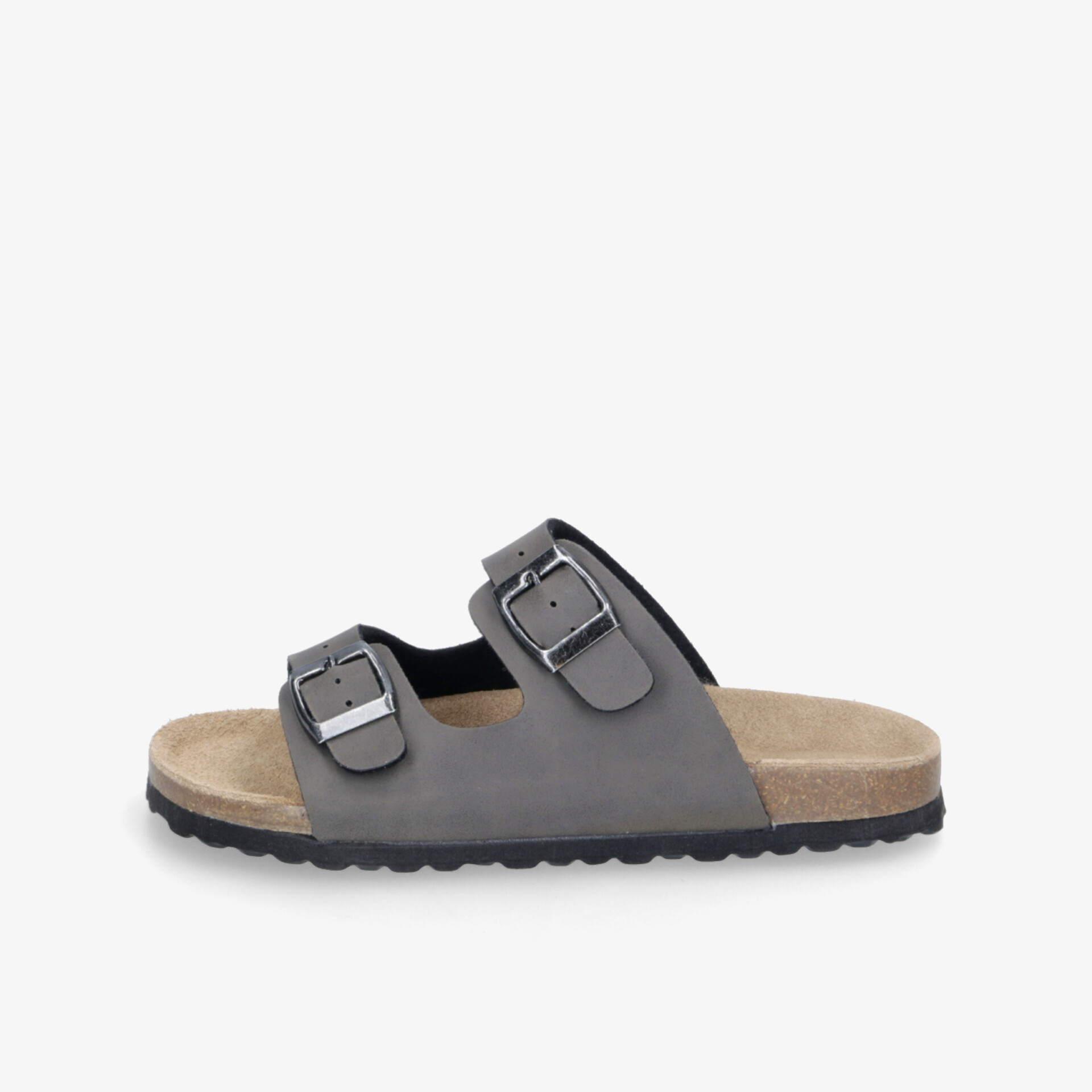 Seitliche Ansicht einer bequemen Sandale mit weichem Fußbett und verstellbaren Schnallen für individuell anpassbaren Komfort