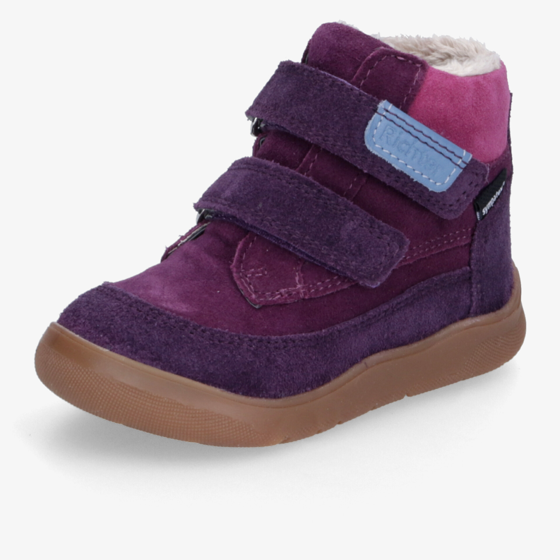 Warmer lila Winterstiefel mit robustem Klettverschluss und rutschfester Sohle für bequemen Halt