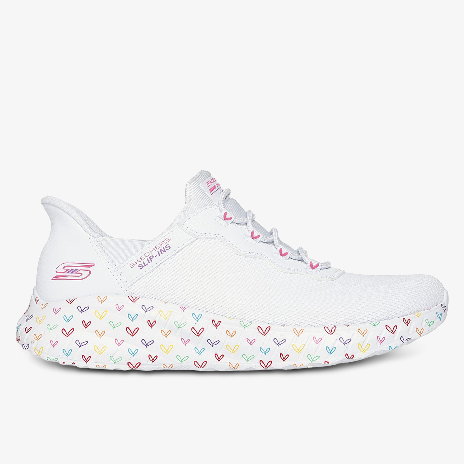 Weißer leichter Sneaker mit flexibler, farbenfroher Sohle und bequemem Design