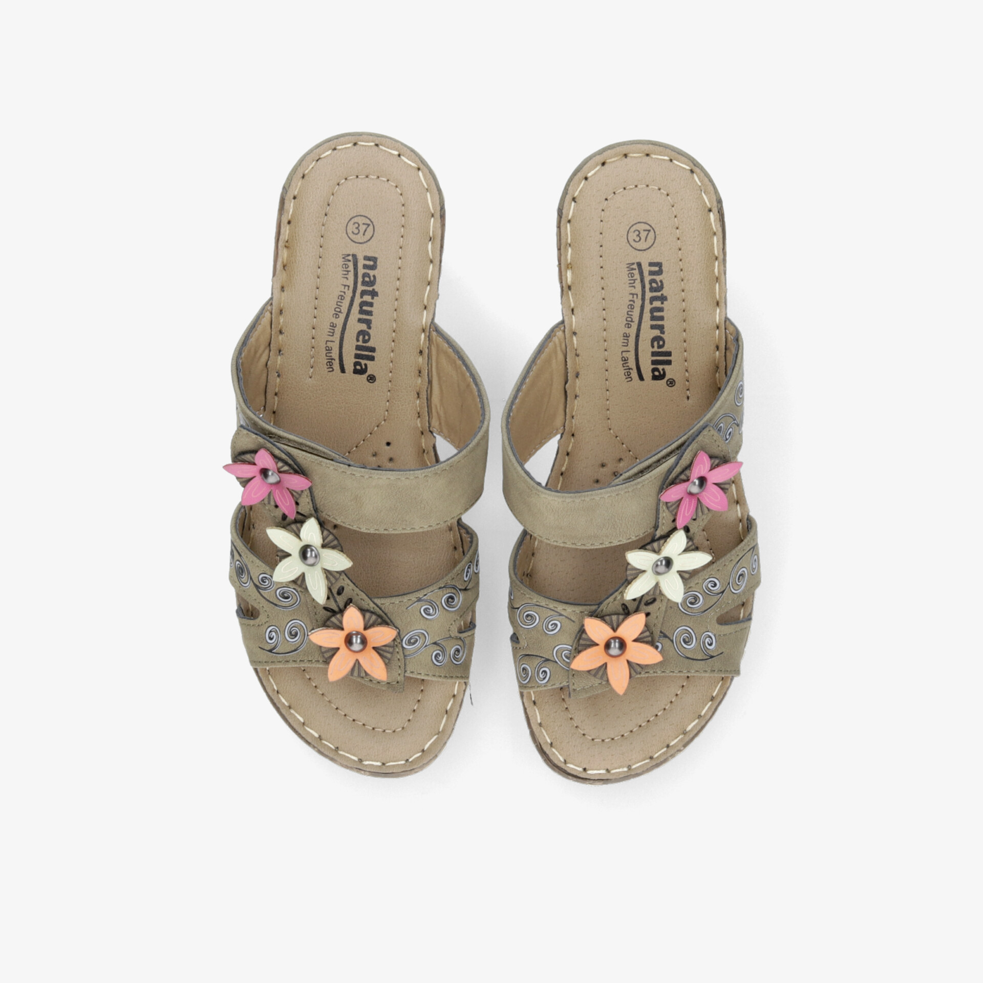 Bequeme Sandalen mit weicher Polsterung und farbenfrohen Blumen, ideale luftige Schuhe für den Sommer