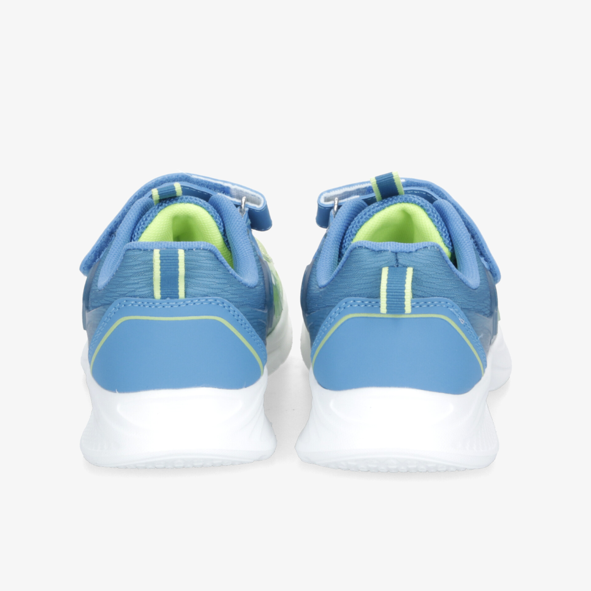 Blauer Sportschuh mit gepolstertem Einstieg und rutschfester Sohle, Ansicht von hinten