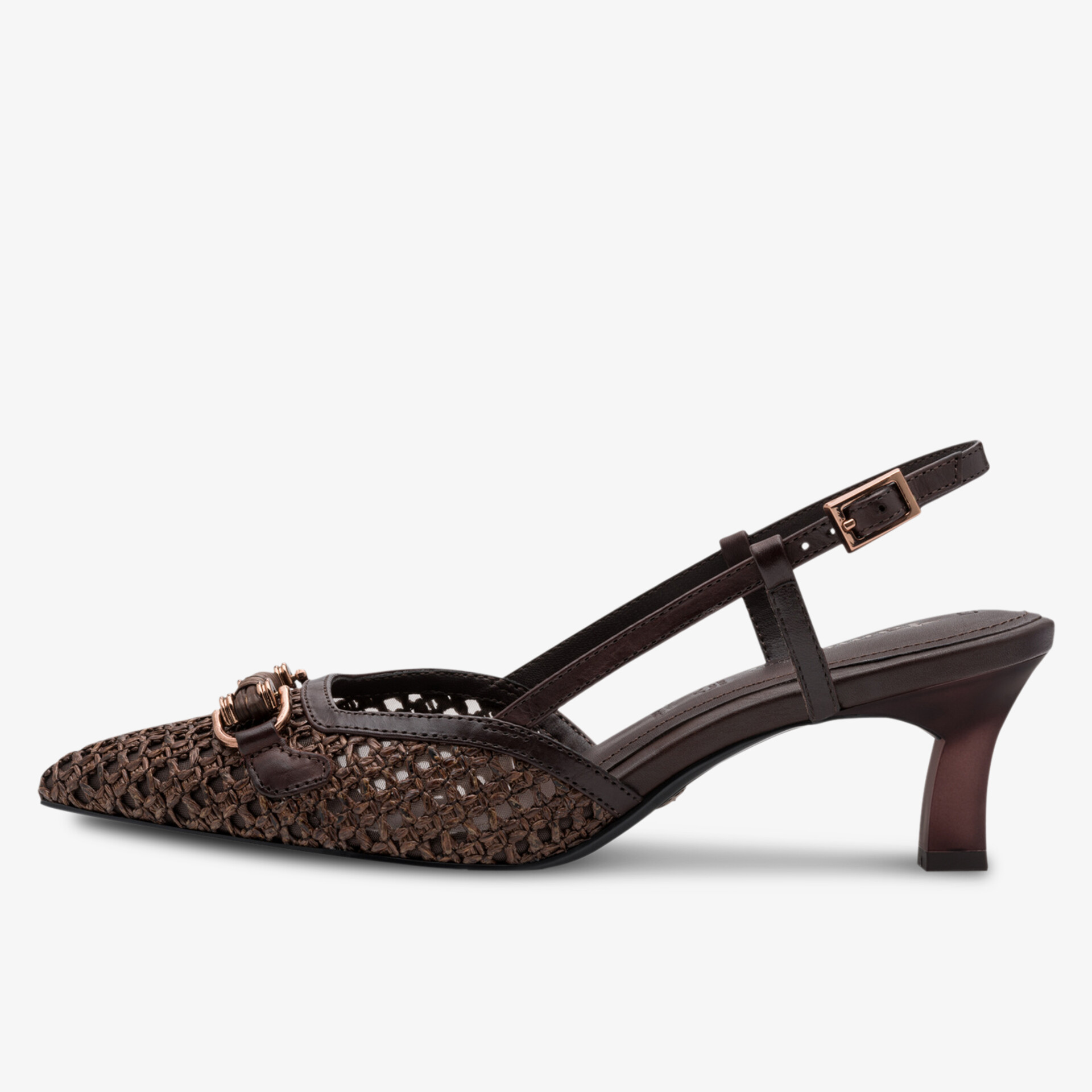 Eleganter spitzer Schuh mit mittelhohem Absatz und verstellbarem Riemen, modernes und bequemes Design