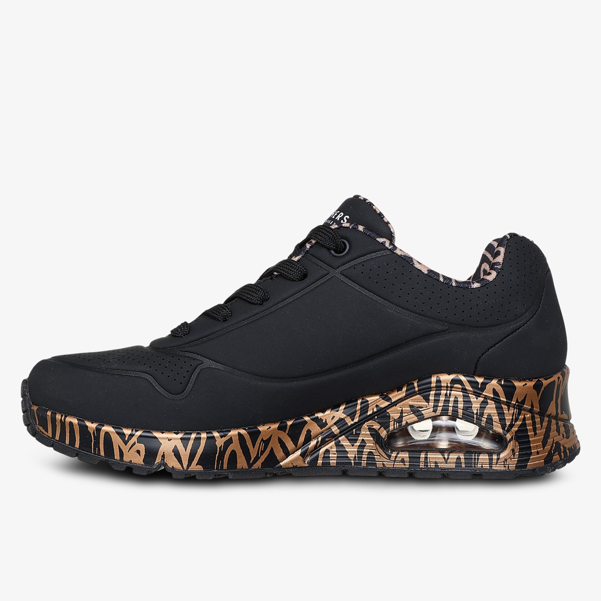 Schwarzer Sneaker mit gemusterter Sohle und Luftpolsterung für optimalen Komfort und Stil