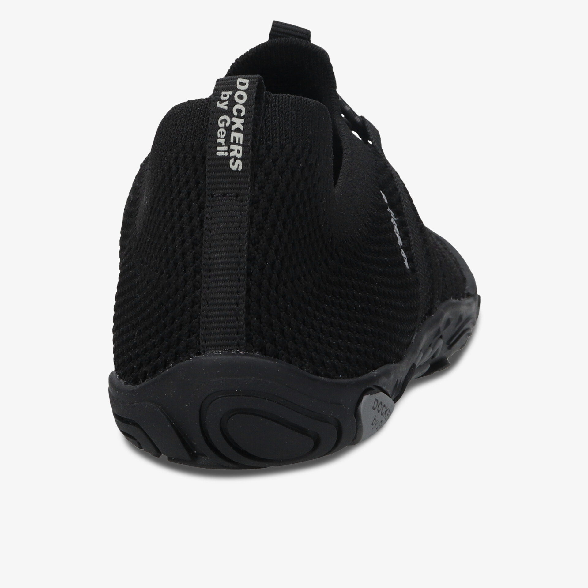 Schwarzer Schuh mit flexiblem, elastischem Schaft und robuster rutschfester Sohle für hohen Tragekomfort