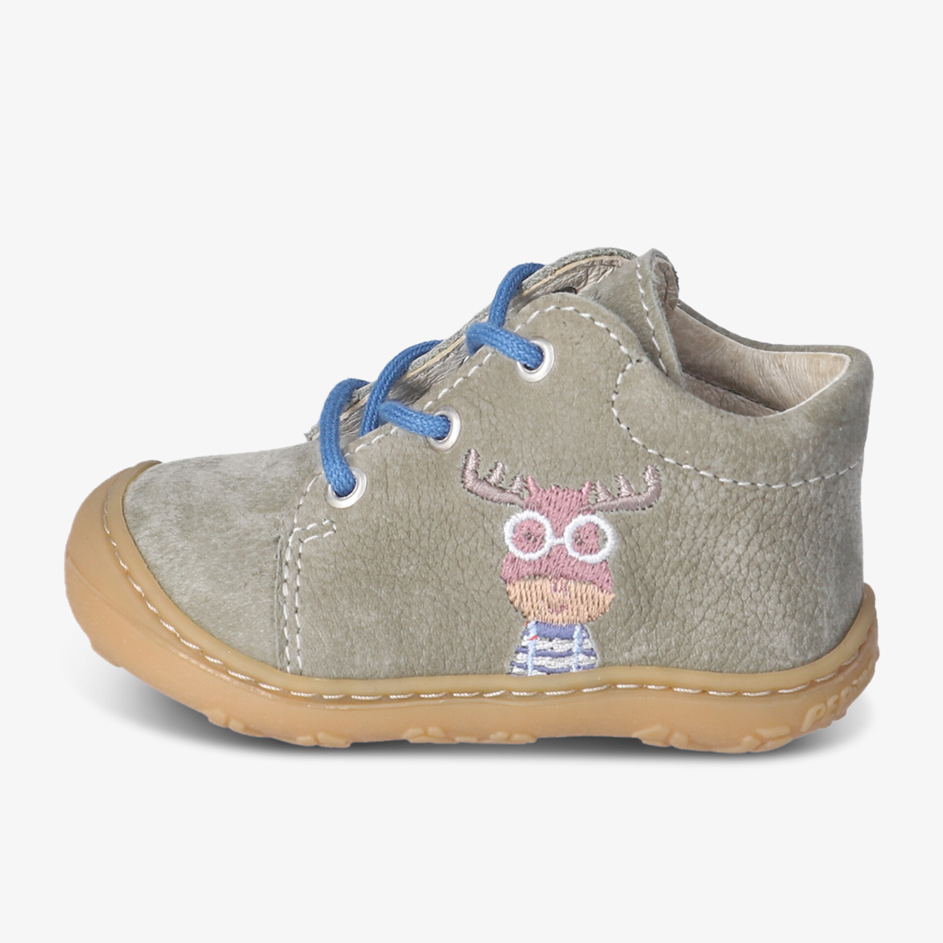 Robuster Kinderschuh mit Sohle aus Gummi und niedlichem Motiv, ideal für aktive Abenteuer.