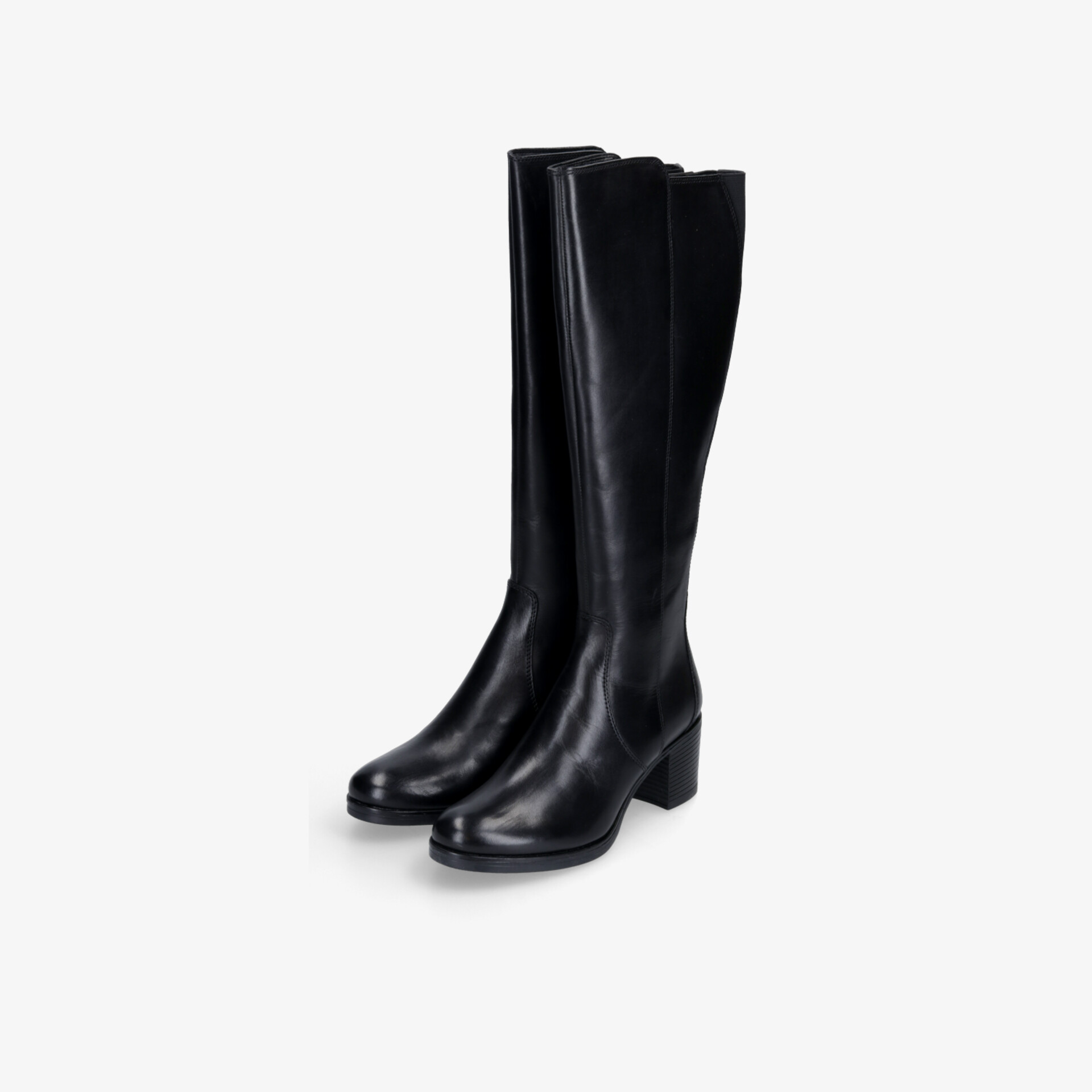Elegante schwarze Stiefel mit knöchelhohem Absatz für stilvolle Auftritte und hohen Tragekomfort.