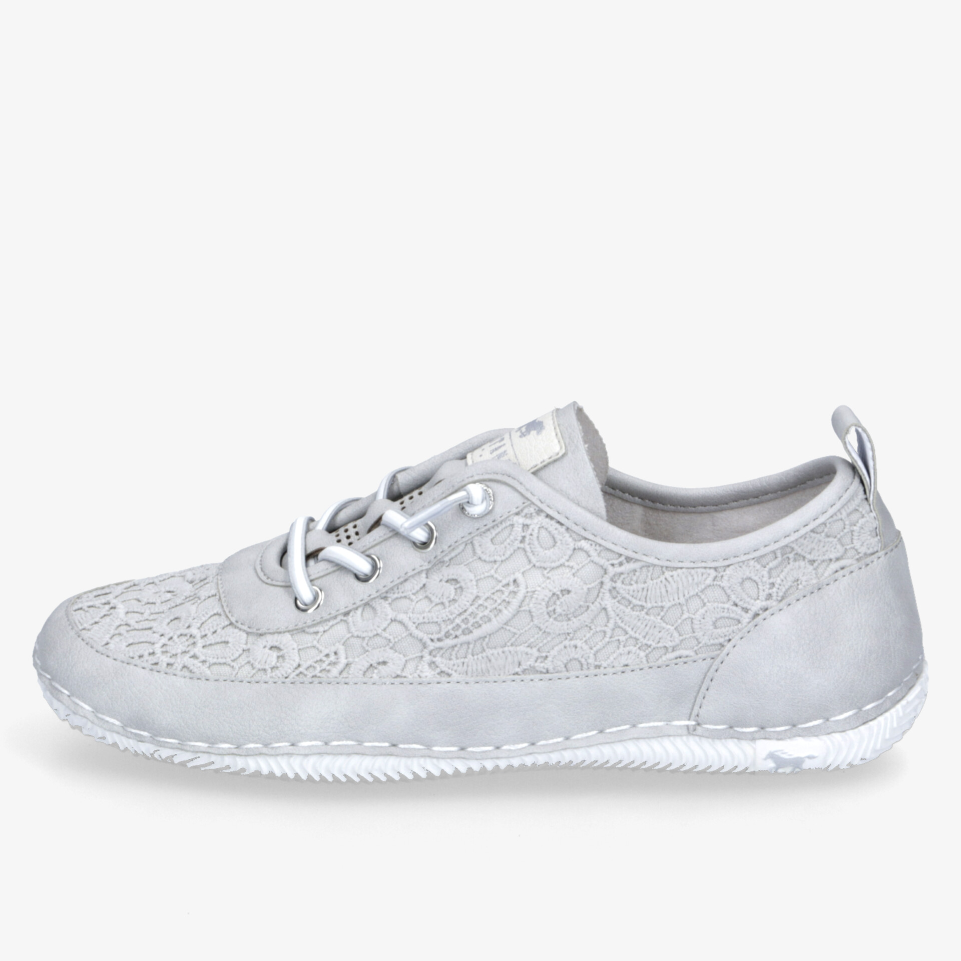 Leichter grauer Schuh mit atmungsaktivem Material und flexibler rutschfester Sohle, ideal für Komfort und Sport