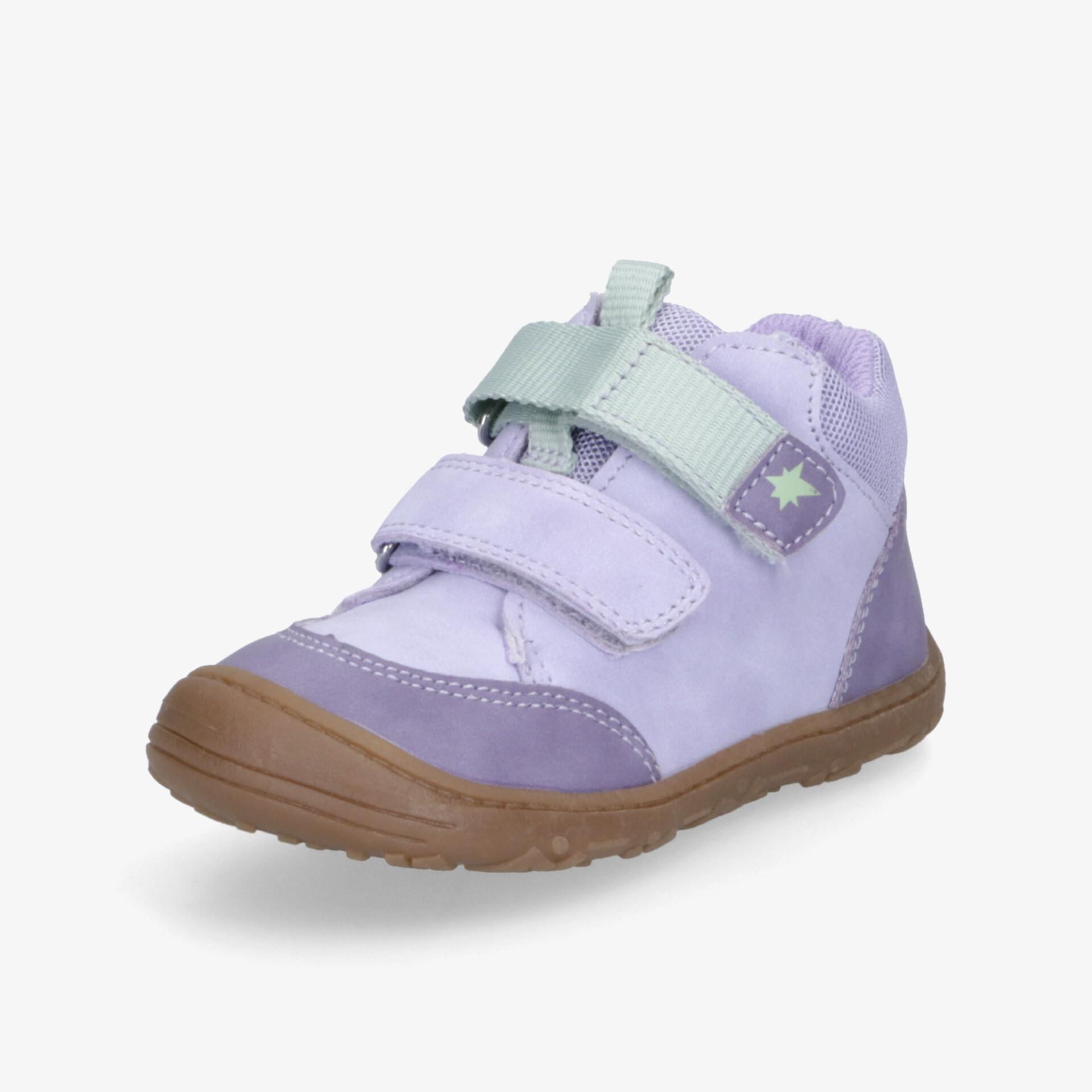 Kinder Sneaker in Lila mit Klettverschluss, flexible rutschfeste Sohle und weichem Material für hohen Tragekomfort