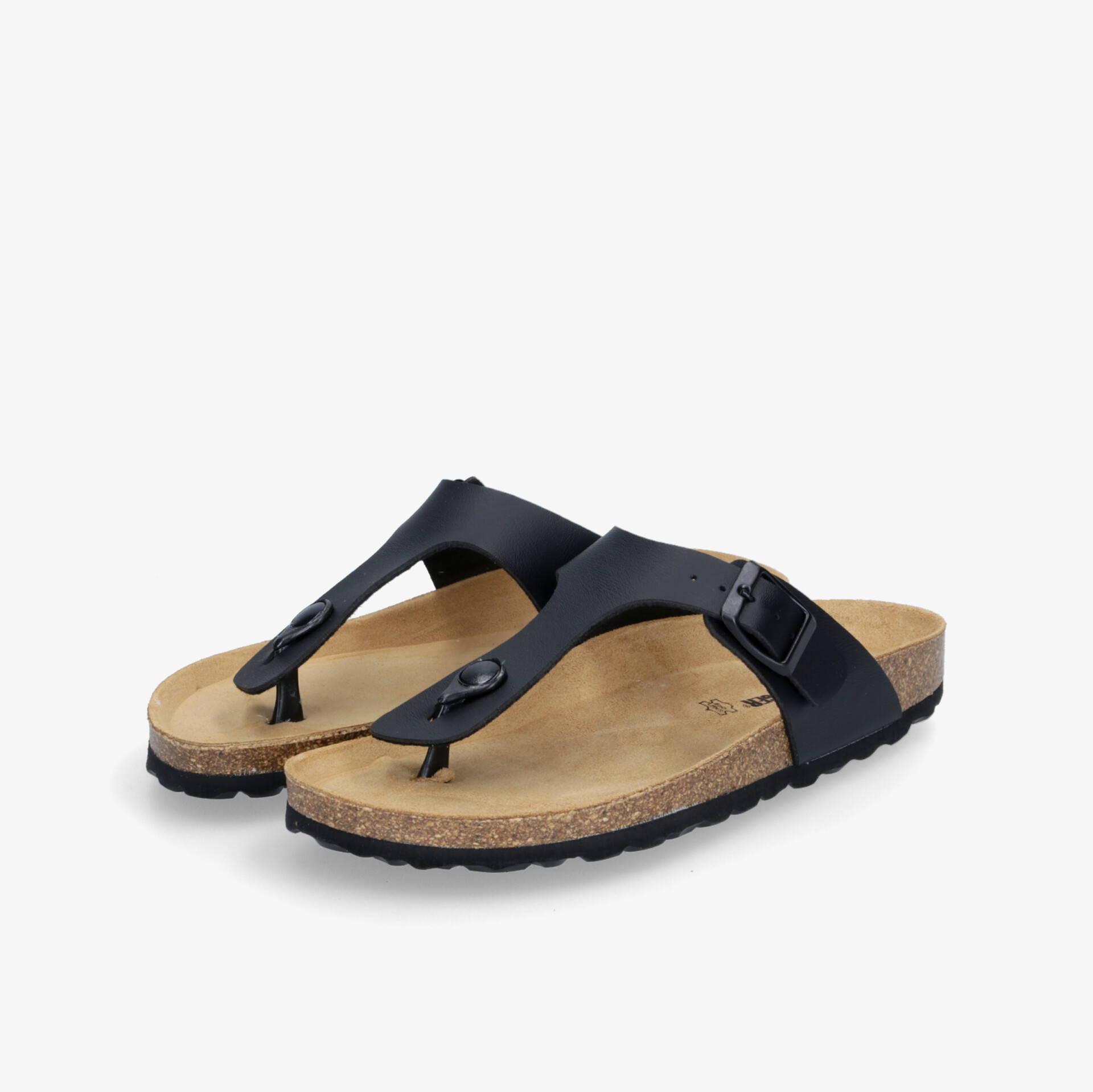 Stylishe schwarze Sandalen mit ergonomischer Form und verstellbarem Riemen für optimalen Komfort.