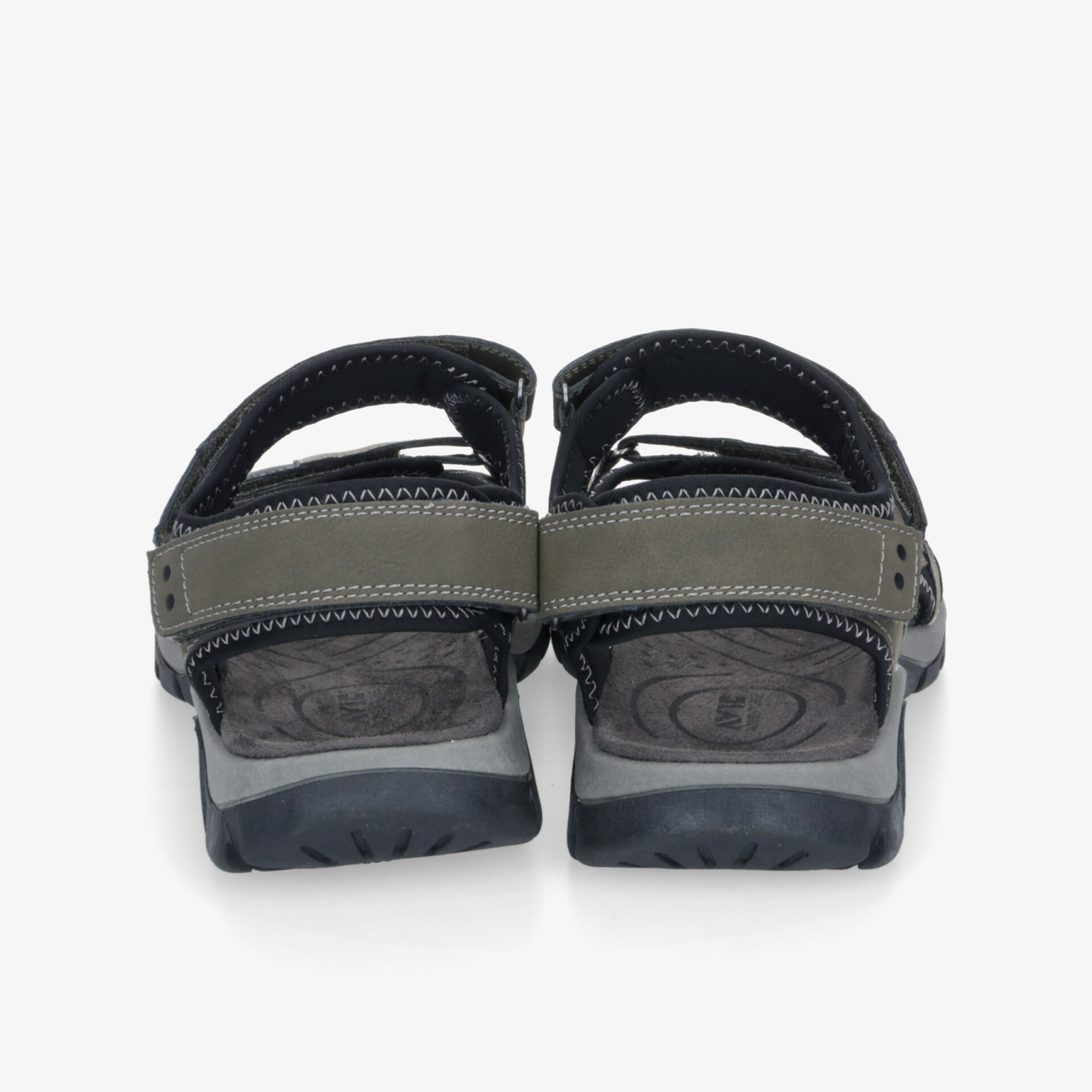 Rückansicht von robusten, bequemen Sandalen mit verstellbaren Riemen und rutschfester Sohle