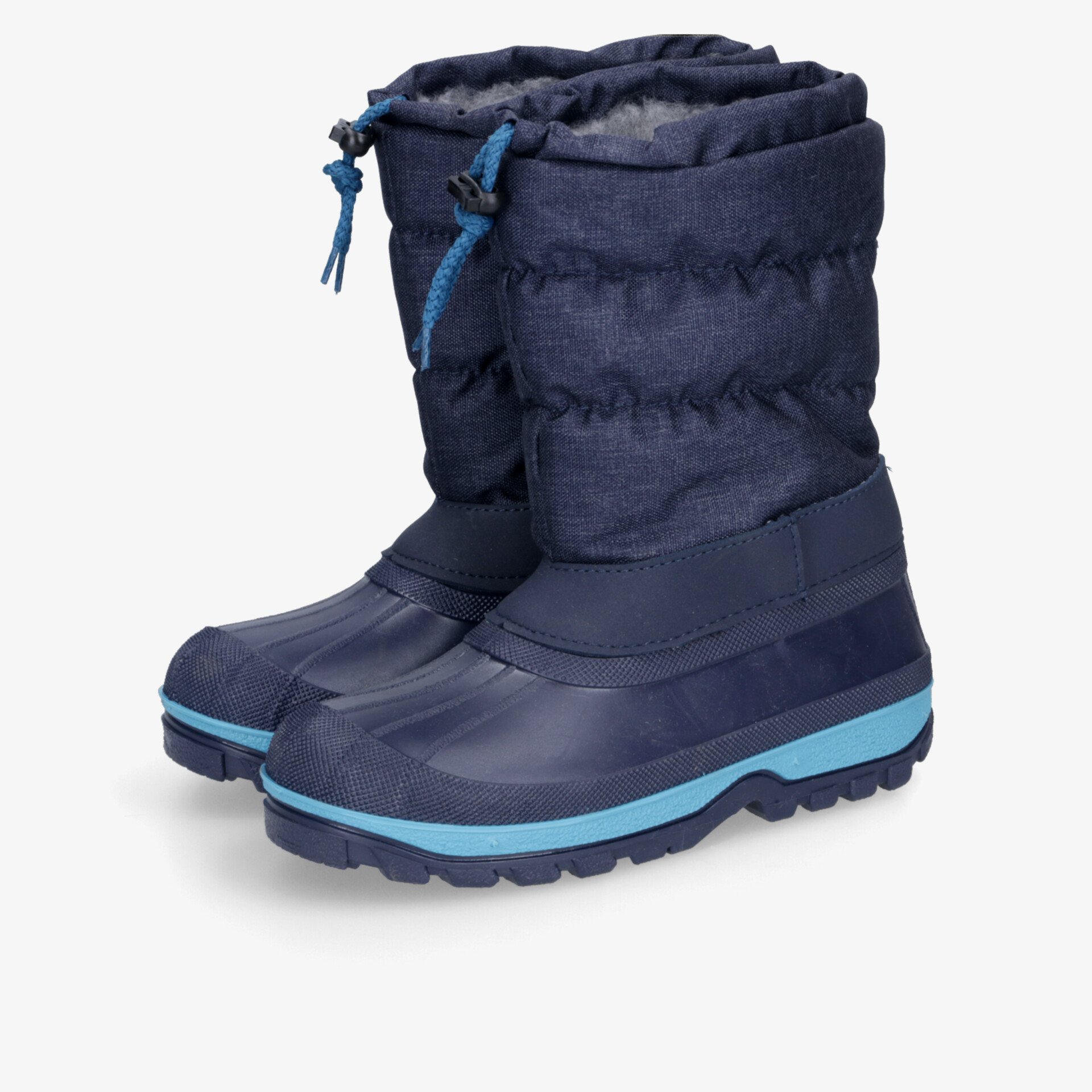Warme, robuste blaue Winterstiefel mit rutschfester Sohle. Perfekt für kalte Tage und Outdoor-Abenteuer.