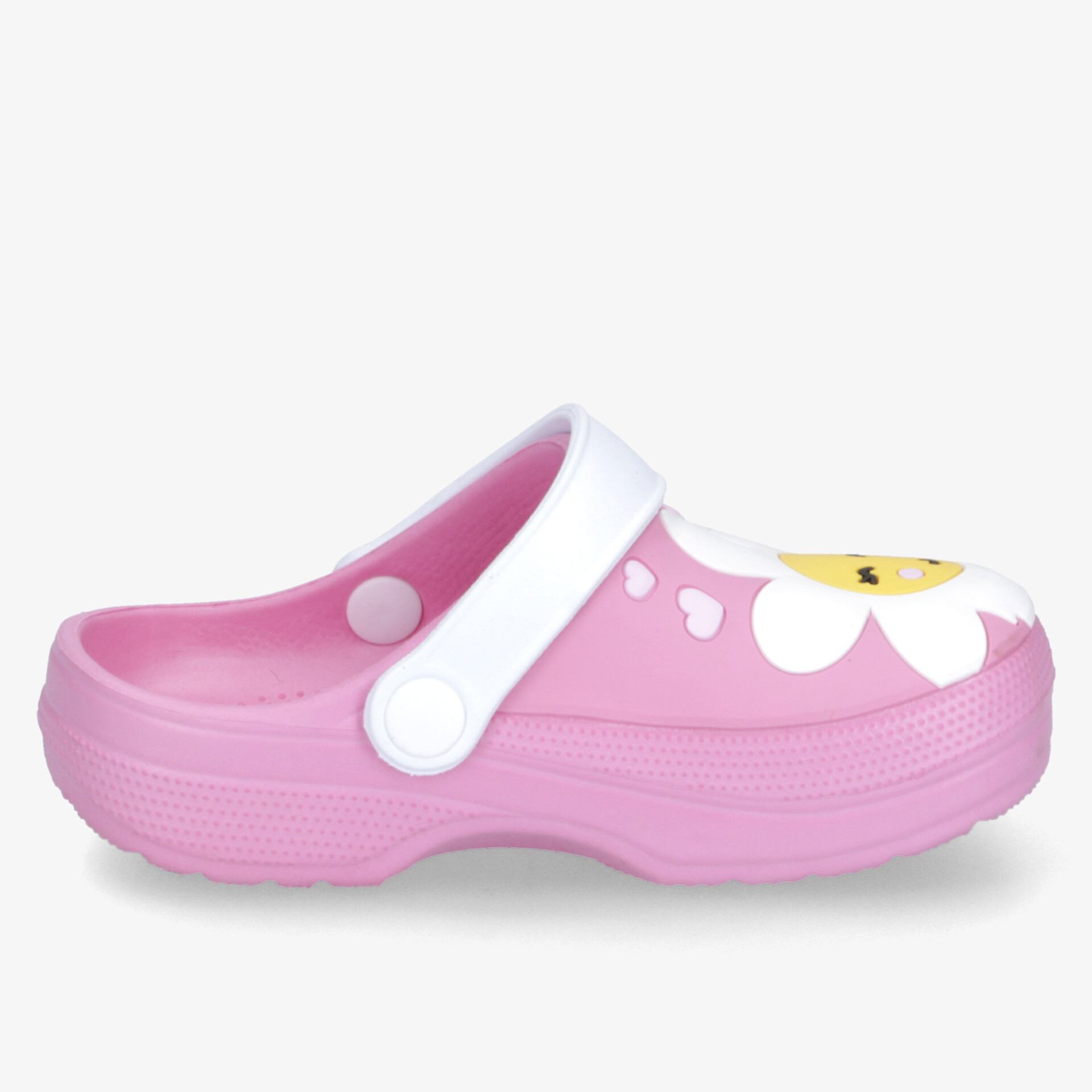 Leichte und bequeme rosa Clogs mit Blumenmotiv, ideal für den Alltag.