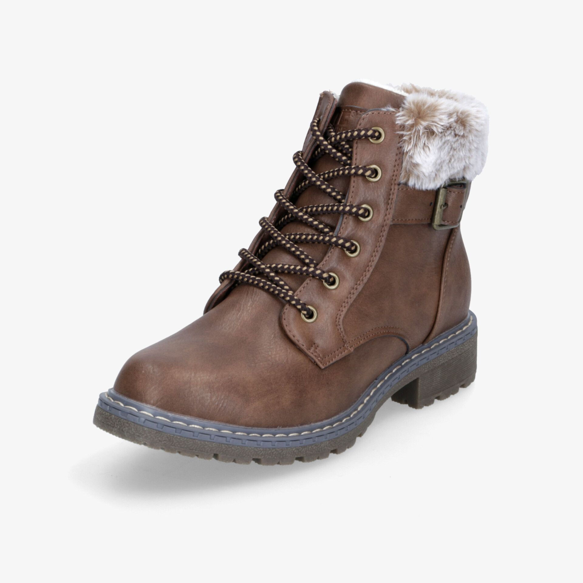 Warmer brauner Winterstiefel mit robustem Profil, weichem Innenfutter und praktischer Schnürung für sicheren Halt