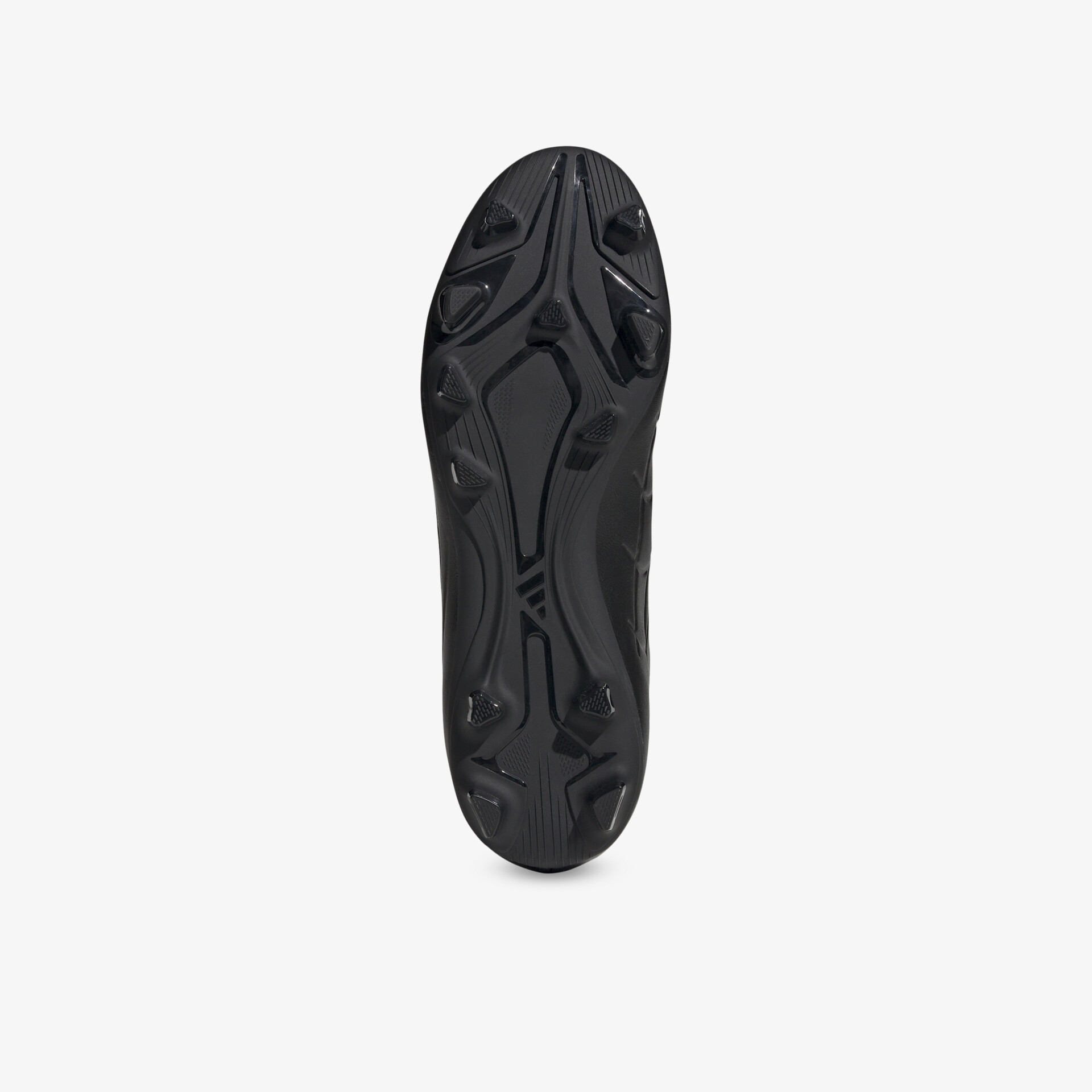 Robuste schwarze Sportschuhsohle mit griffigem Profil für hohe Rutschfestigkeit und optimalen Tragekomfort