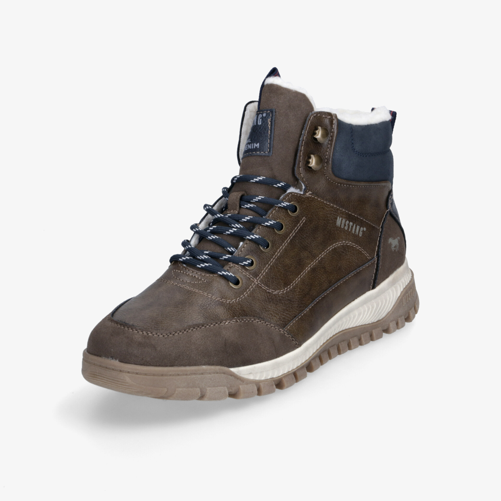 Robuster brauner Outdoor-Stiefel mit warmem Futter, rutschfester Profilsohle und komfortablem Tragekomfort