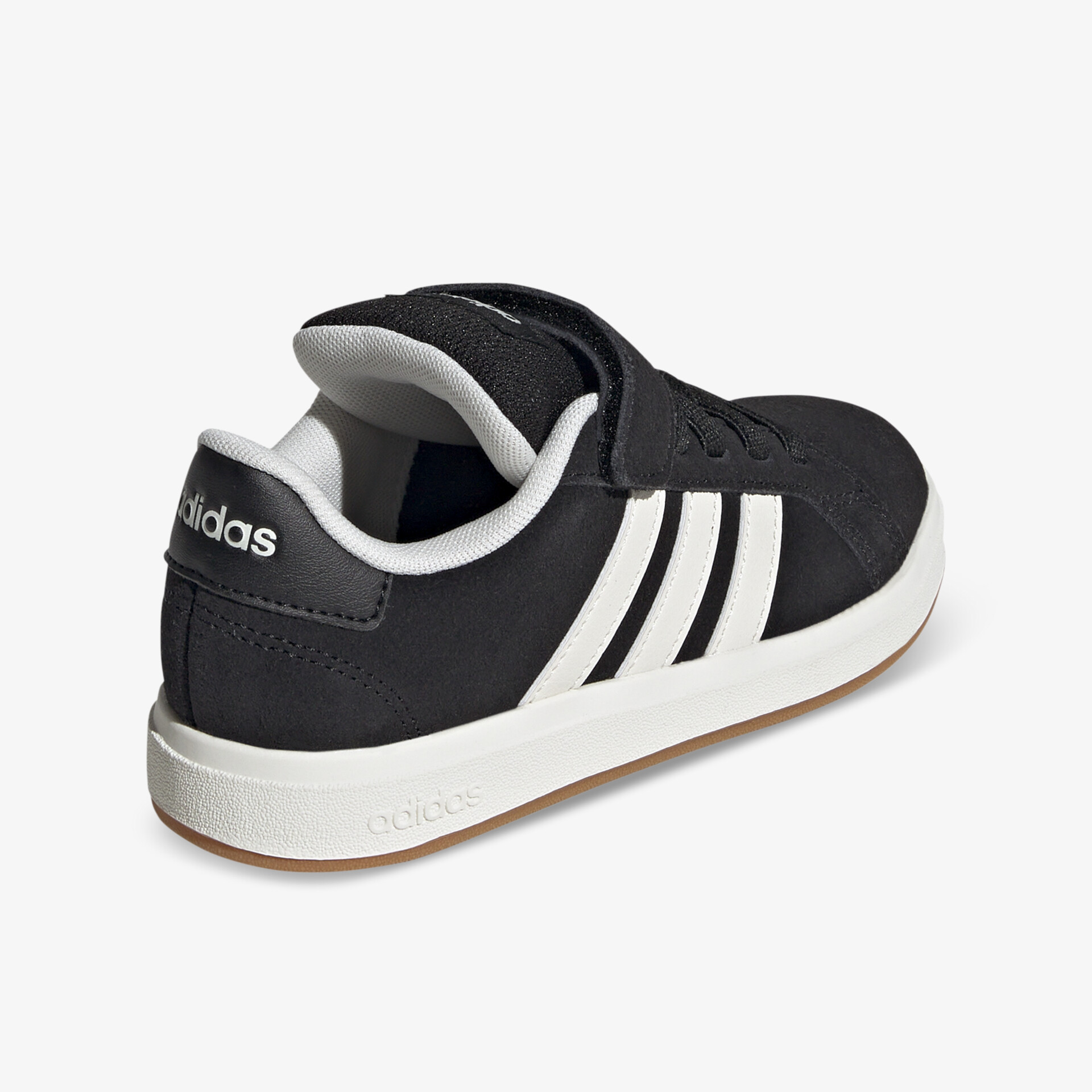 Sportlicher schwarzer adidas Sneaker mit weißen Streifen und bequemer Passform, langlebig und leicht