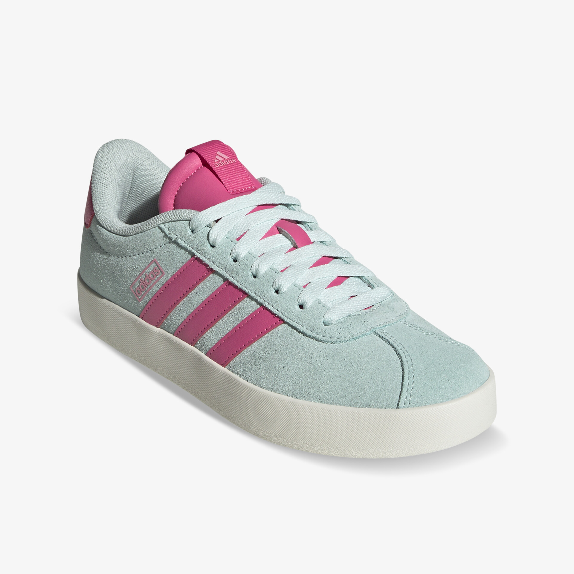 Sportlicher Sneaker in türkiser und pinker Farbkombination mit robuster und rutschfester Sohle