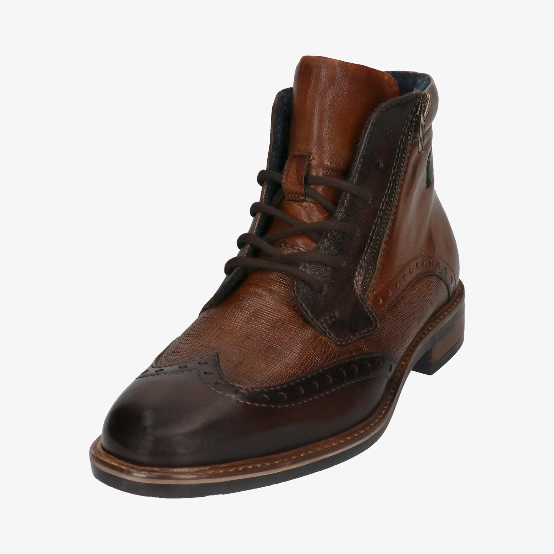 Eleganter, zweifarbiger Lederschuh mit Schnürung und raffinierter Naht für vielseitige Modestiloptionen.