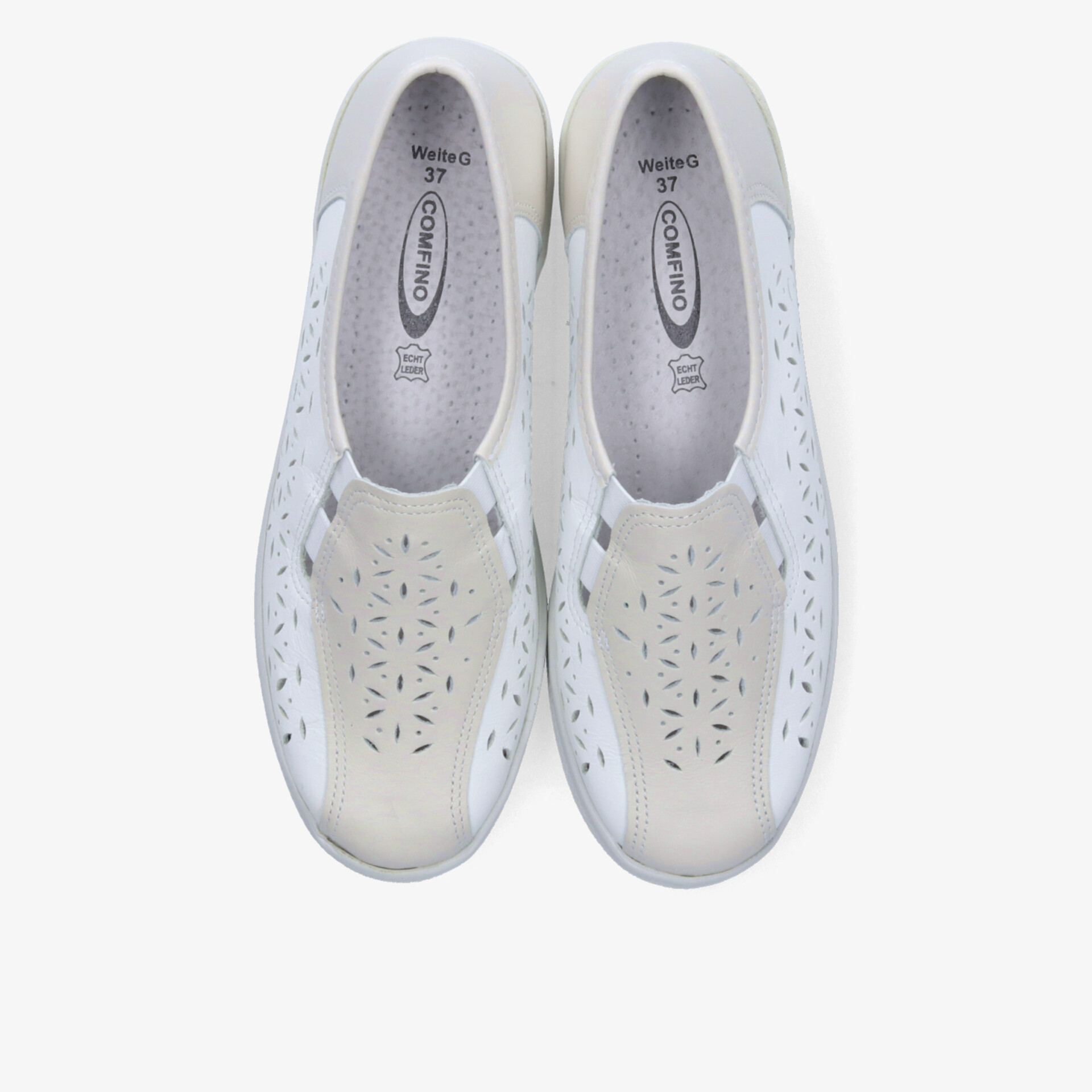 Leichte und atmungsaktive weiße Schuhe mit elegantem, perforiertem Design, weich gepolstert und komfortabel