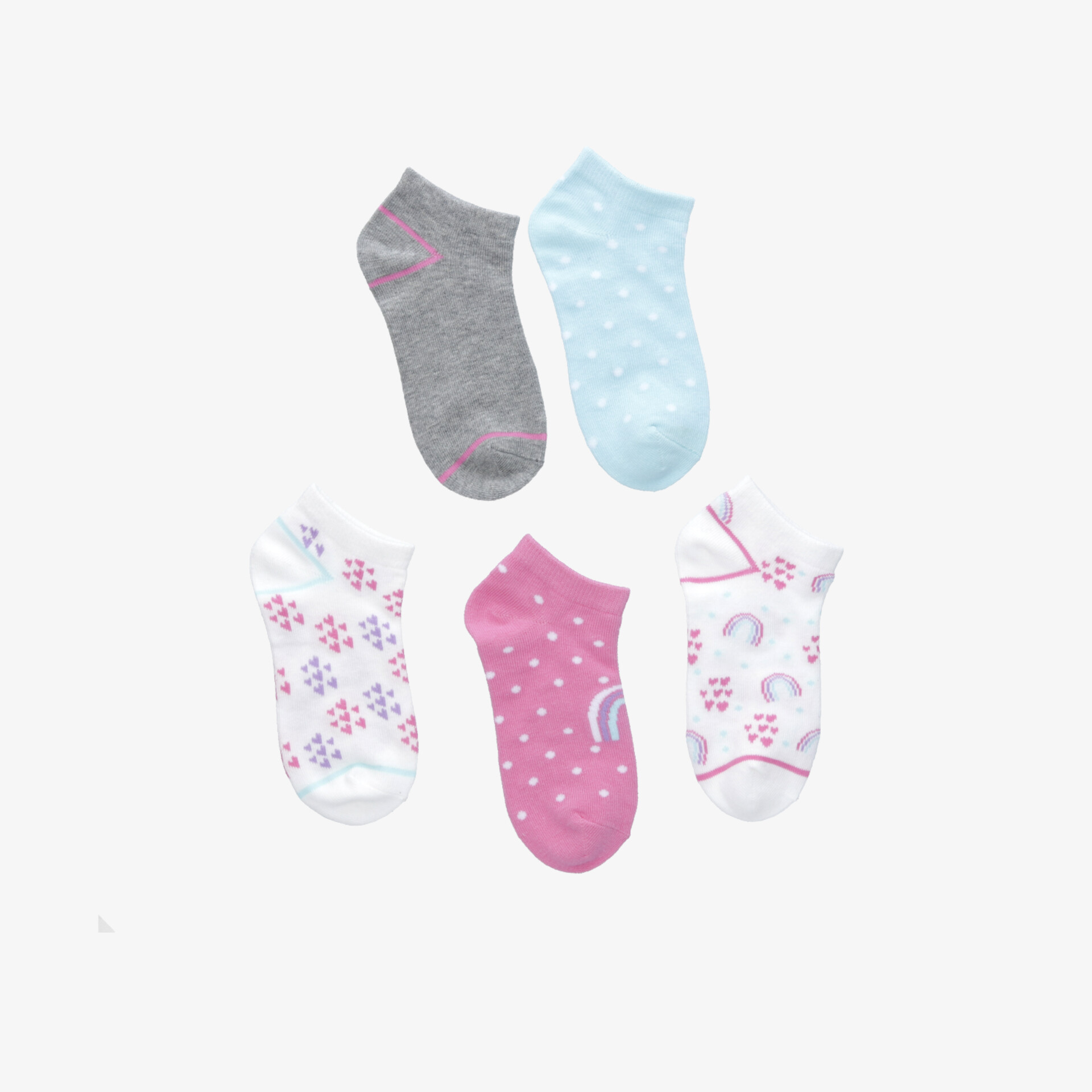 Set aus fünf bunten niedrig geschnittenen Socken mit weichem und elastischem Material für hohen Tragekomfort