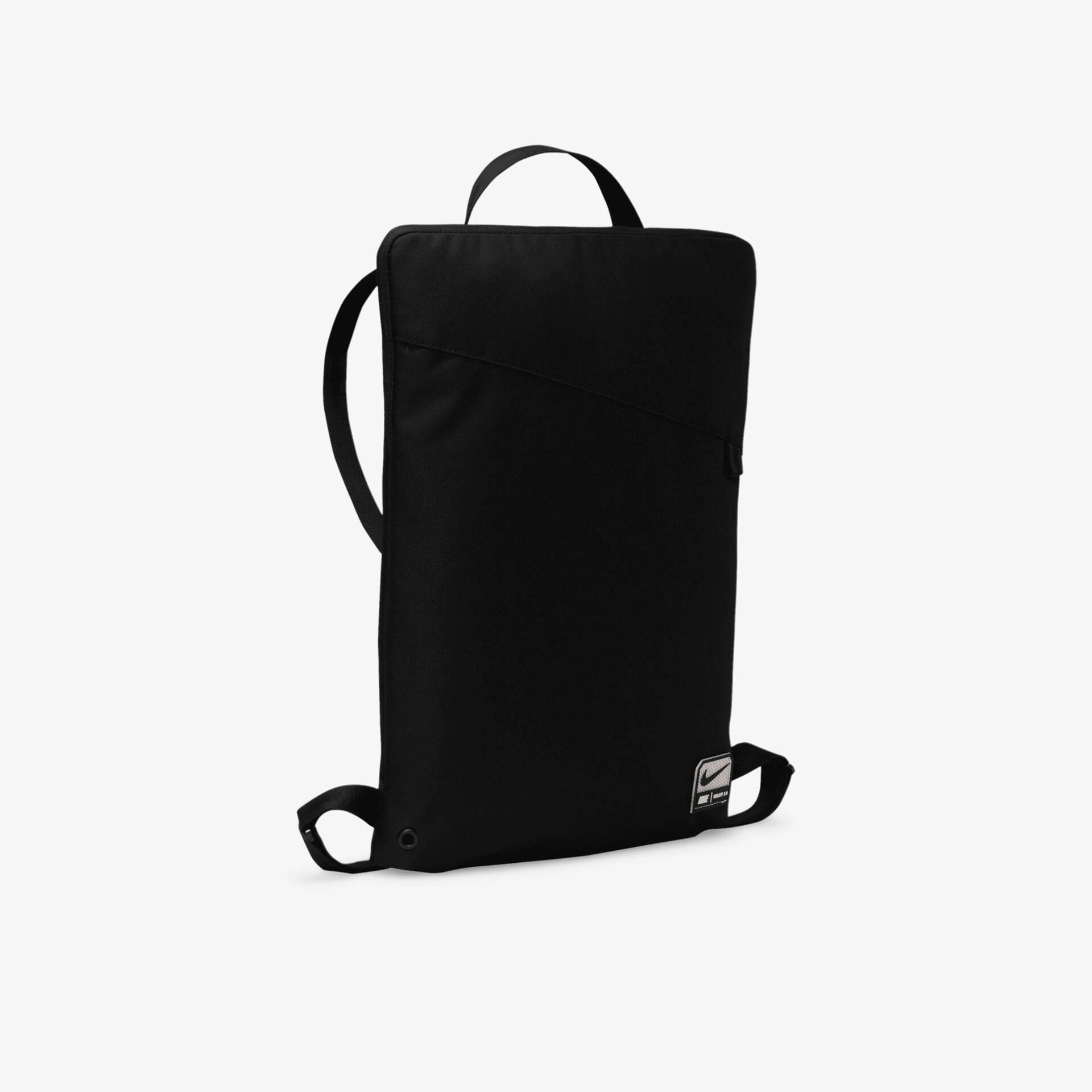 Schlichter schwarzer Rucksack aus robustem Material, kompakt, leicht und mit praktischem Tragegriff für den Alltag