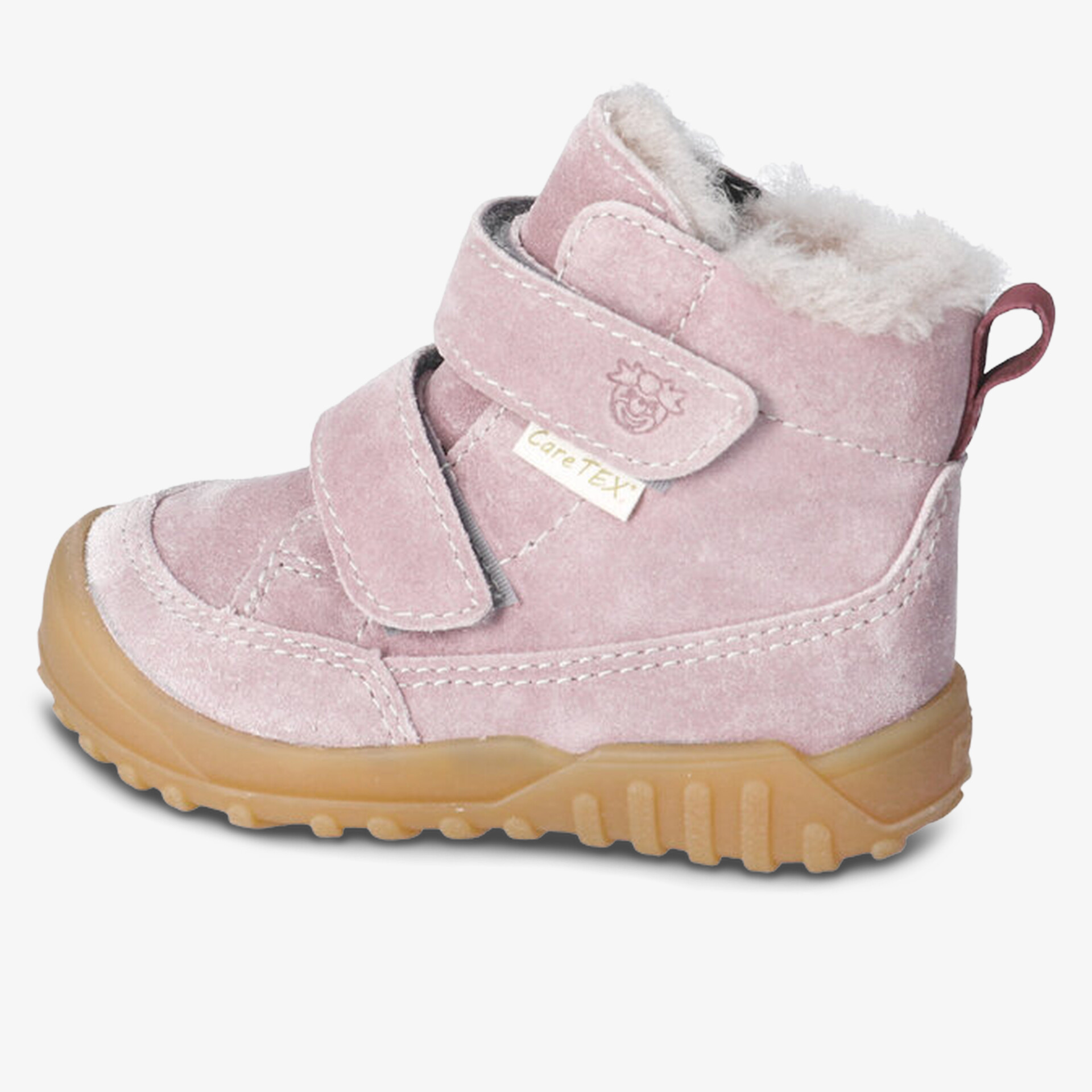 warmer Kinderschuh mit kuscheligem Innenfutter, rutschfester Profilsohle und zwei Klettverschlüssen für sicheren Halt