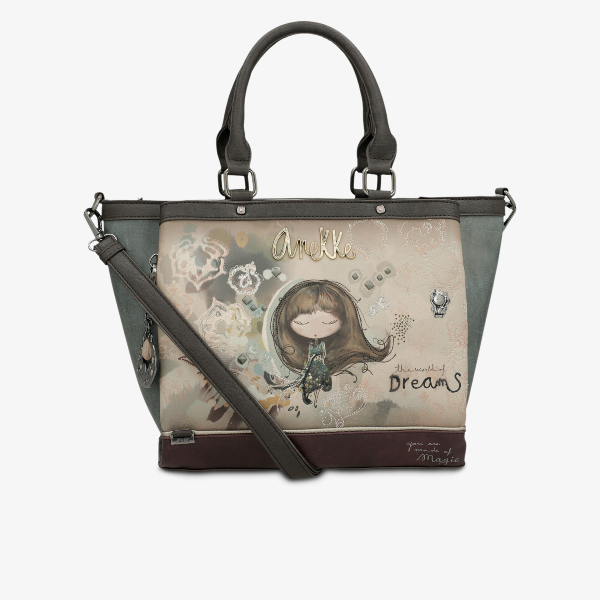 Stylische Tasche mit kreativem Motiv, robusten Griffen und abnehmbarem Schultergurt, ideal für Alltag und Freizeit