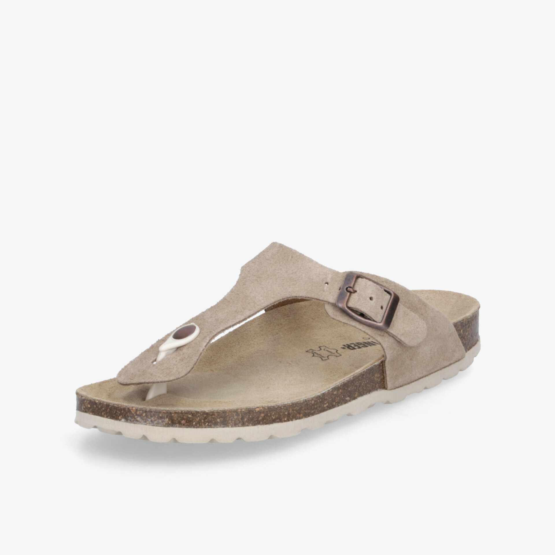Bequeme beige Sandale mit verstellbarem Riemen und ergonomischem Fußbett für optimalen Tragekomfort