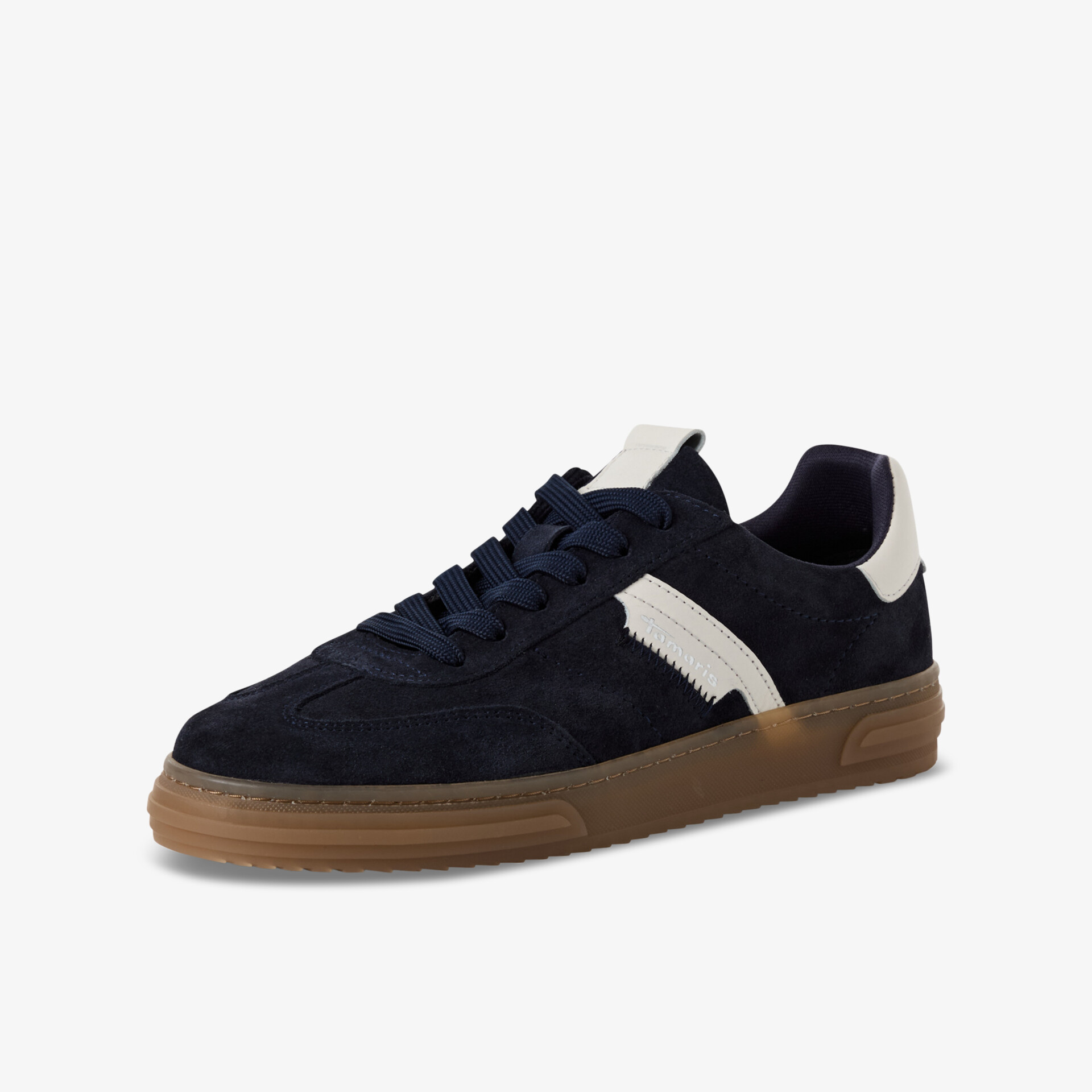 Schwarzer Sneaker mit robuster Gummisohle, angenehmem Komfort und modernem sportlichen Design in seitlicher Ansicht