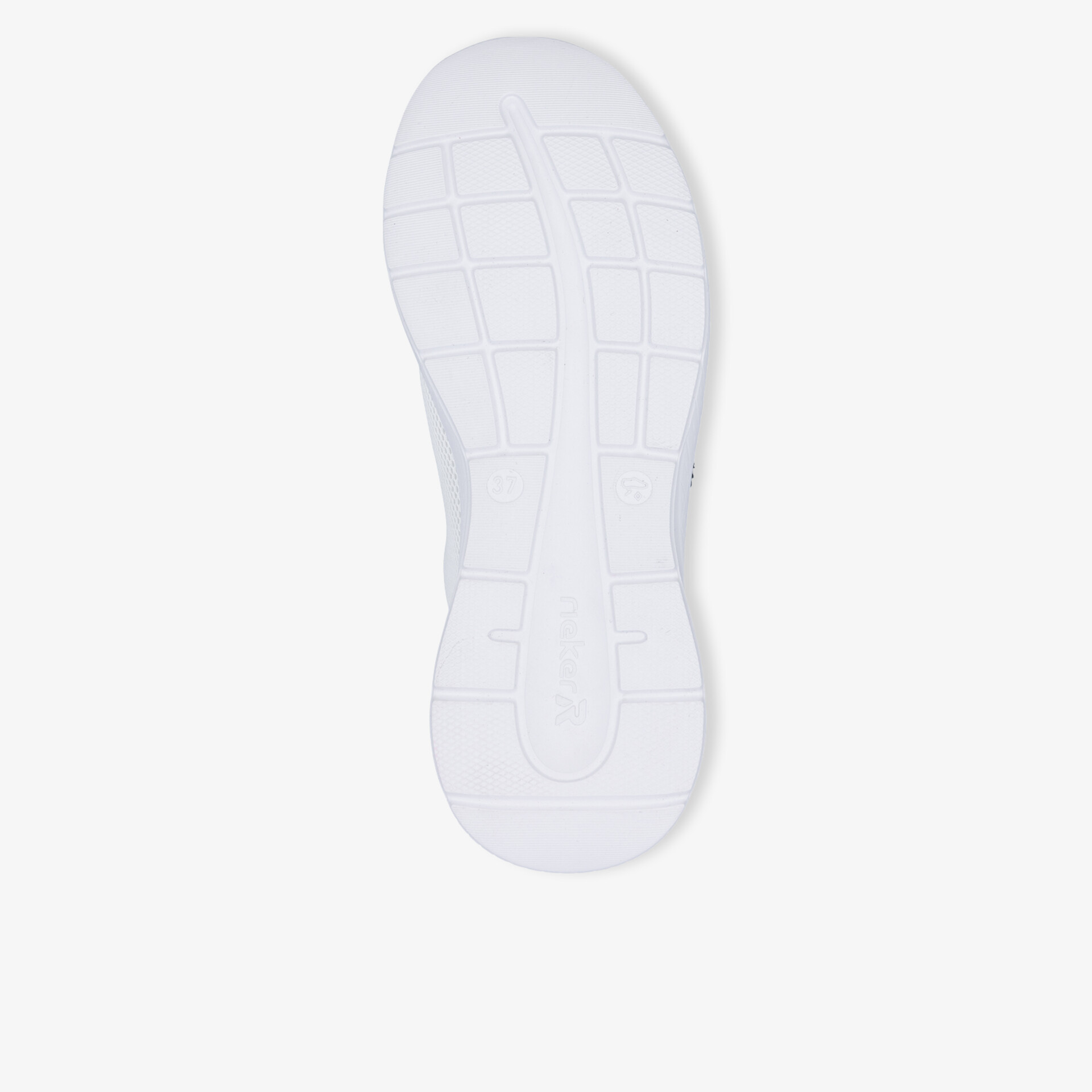 Weiße Sohle mit rutschfestem Profil, flexibel und strapazierfähig für sicheren Halt