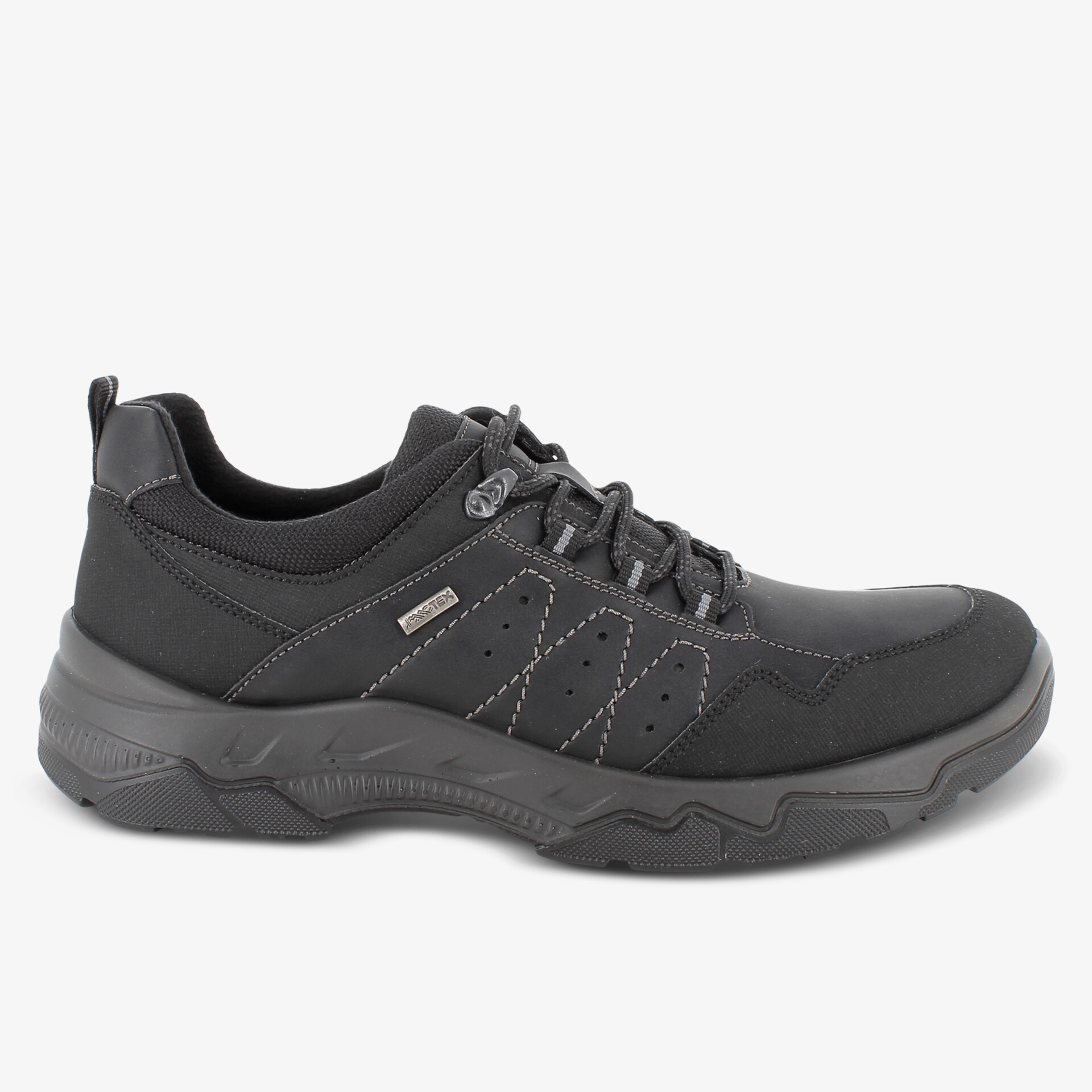 Bequemer schwarzer Freizeitschuh mit robustem Obermaterial und rutschfester Profilsohle für sicheren Halt