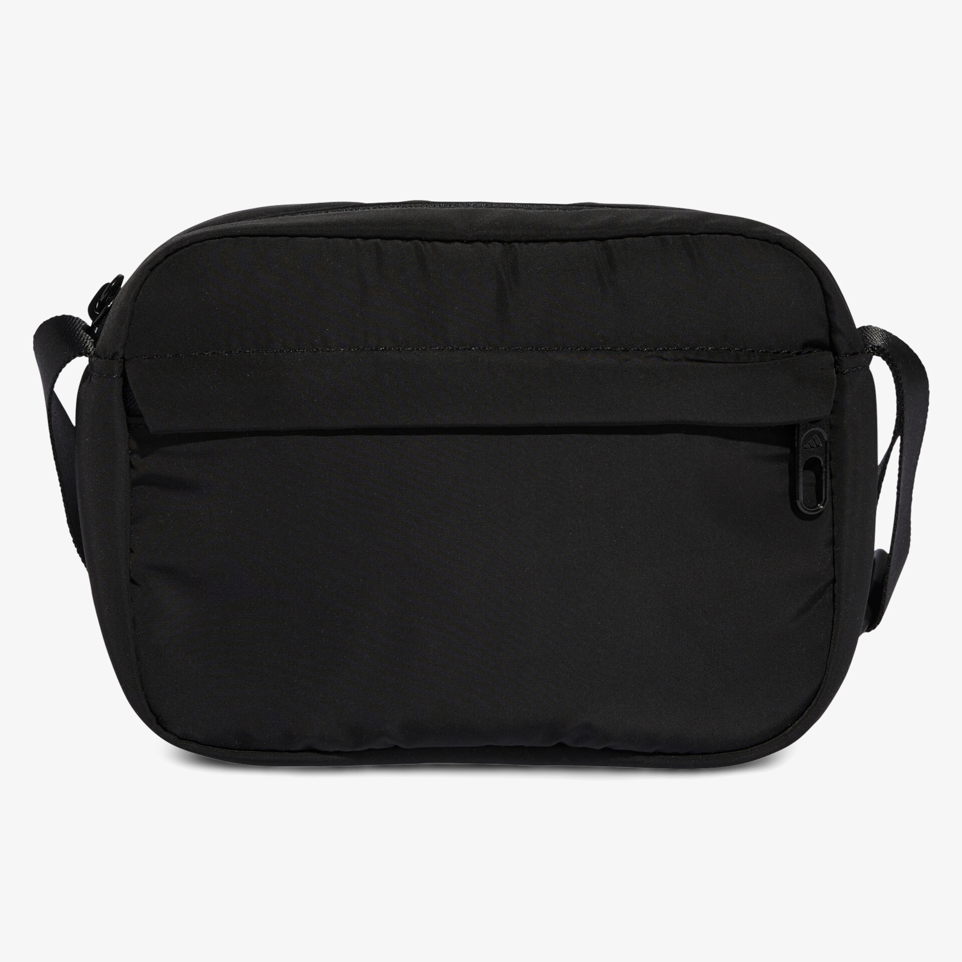 Kompakte schwarze Umhängetasche aus robustem Material mit praktischer Fronttasche und verstellbarem Riemen