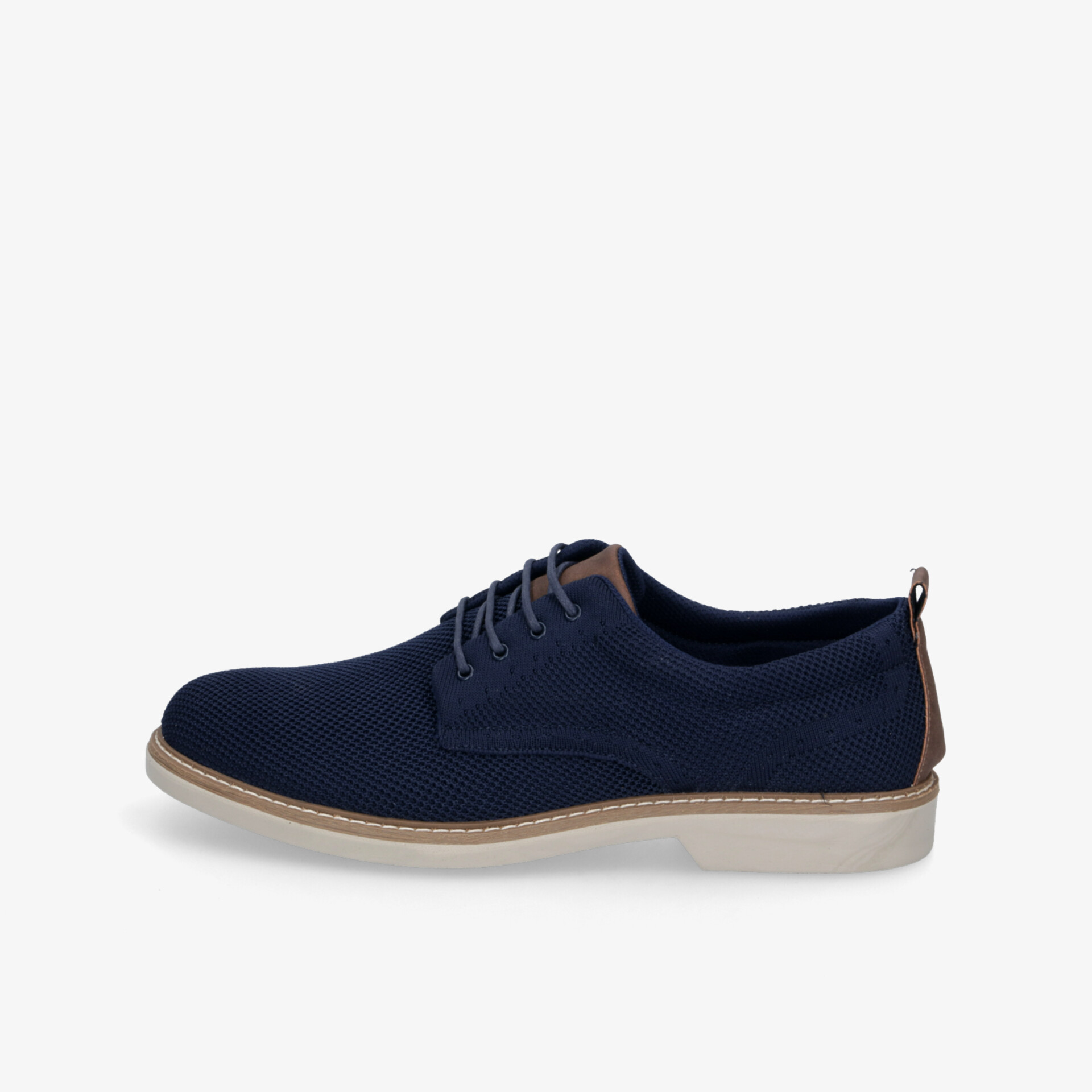 Leichter und bequemer Schuh mit atmungsaktivem Obermaterial und flexibler Sohle, moderne Schnürung, seitliche Ansicht