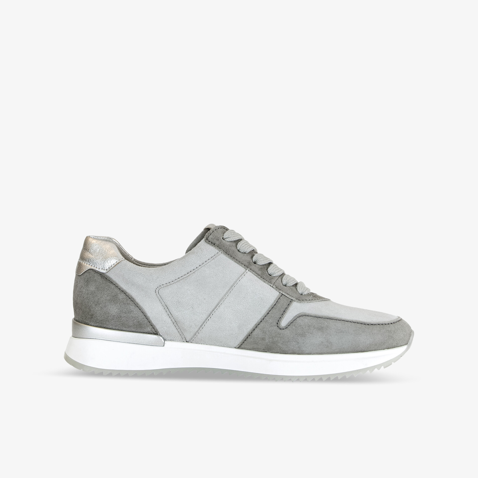 Eleganter grauer Sneaker mit klassischem Design und sportlicher Silhouette für vielseitigen Einsatz.