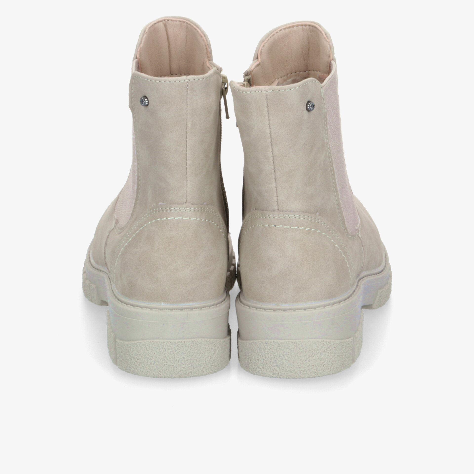 Beige Schuhe mit stabilem Halt und praktischem Reißverschluss für hohen Tragekomfort und modernes Design, Rückansicht