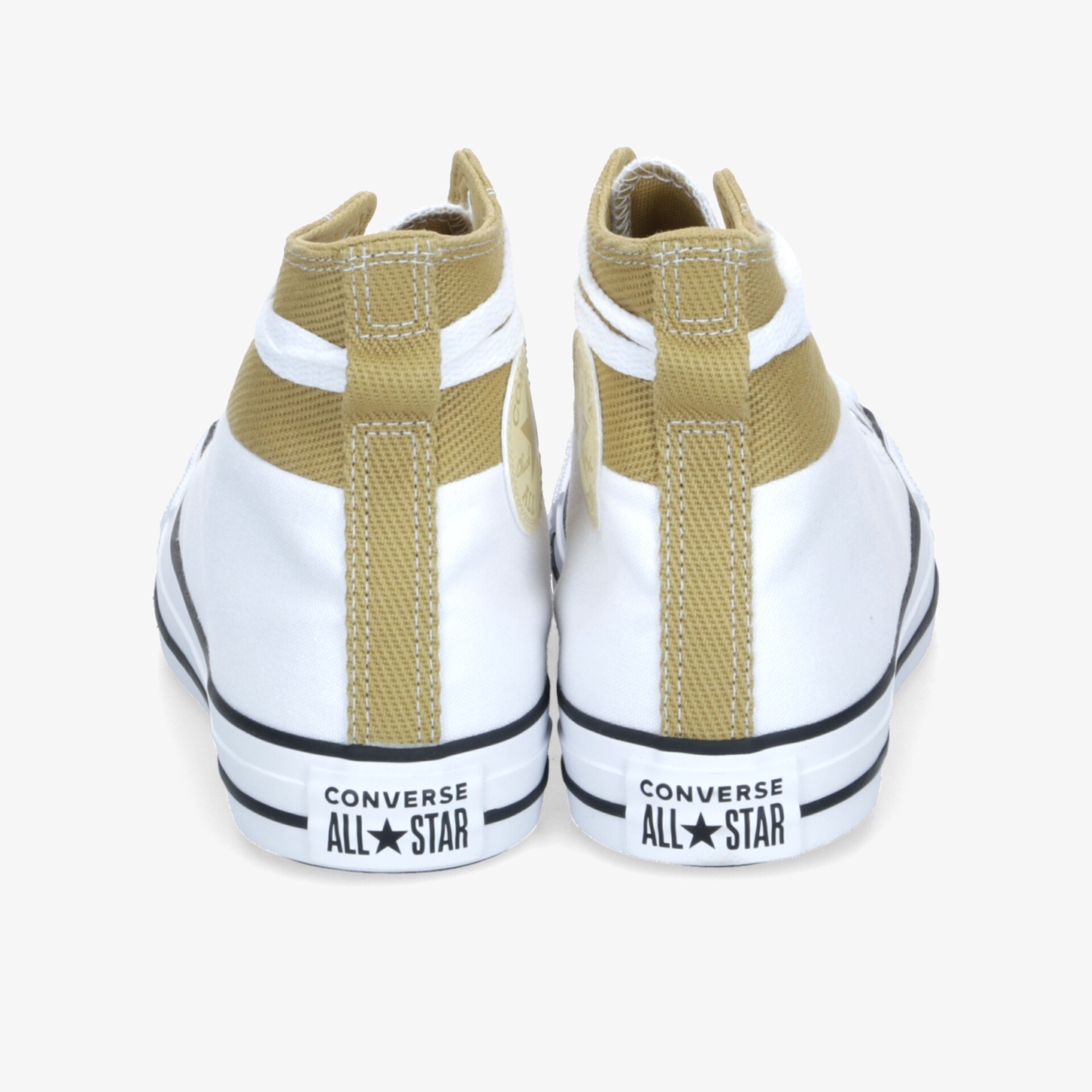 Converse All Star Sneaker Rückansicht in Weiß und Gelb mit robustem Schaft und klassischem Design