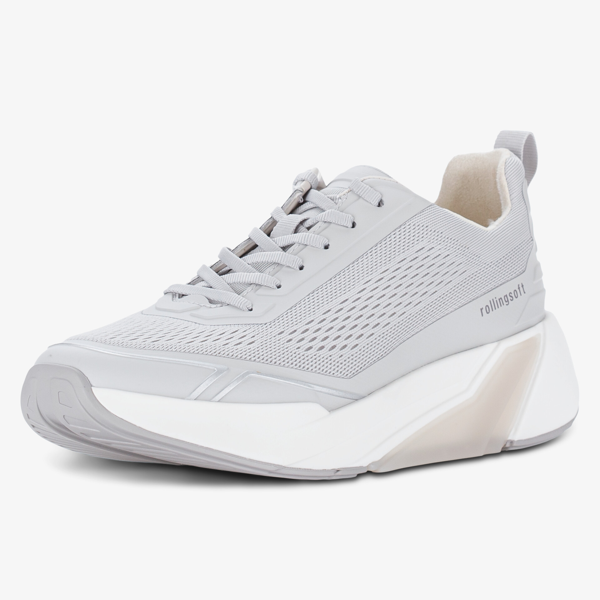 Moderner, leichter Sneaker mit atmungsaktivem Obermaterial und komfortabler Passform in hellem Grauton