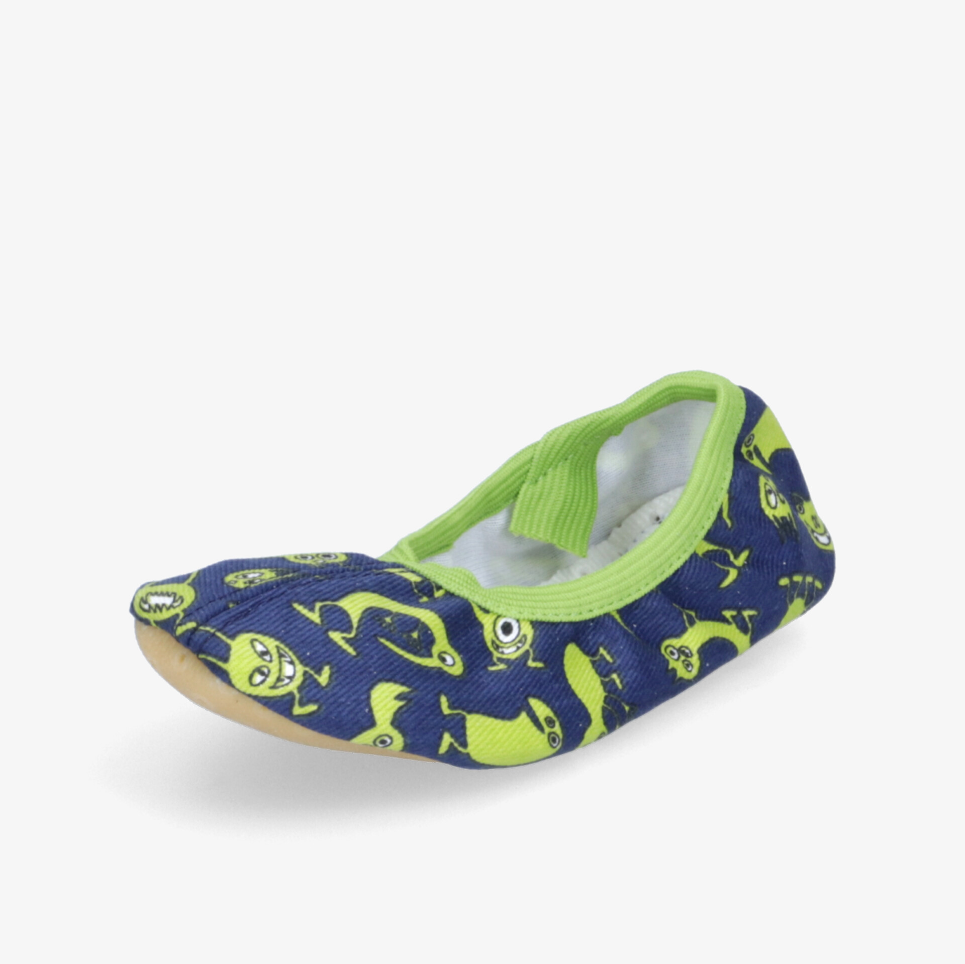 Modische, bequeme Schläppchen mit rutschfester Sohle und verspieltem Design in Blau und Grün.