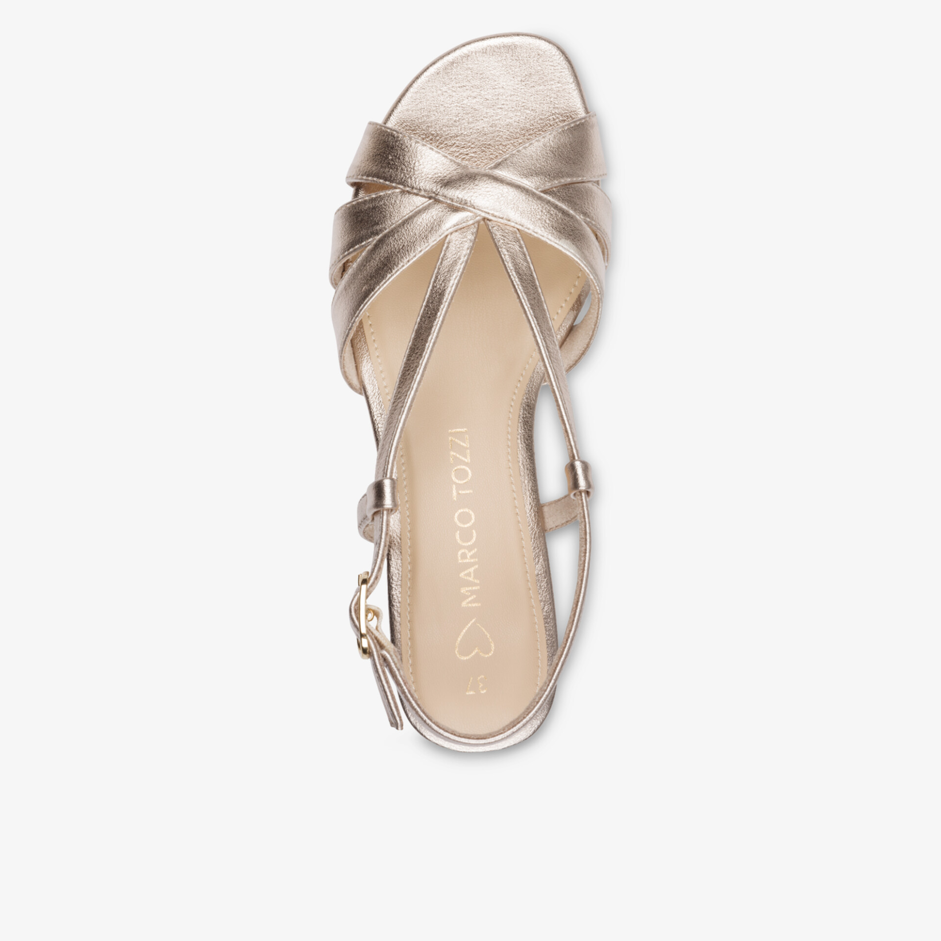 Elegante metallic Sandale mit verstellbarem Riemen und komfortablem Fußbett für stylischen Look