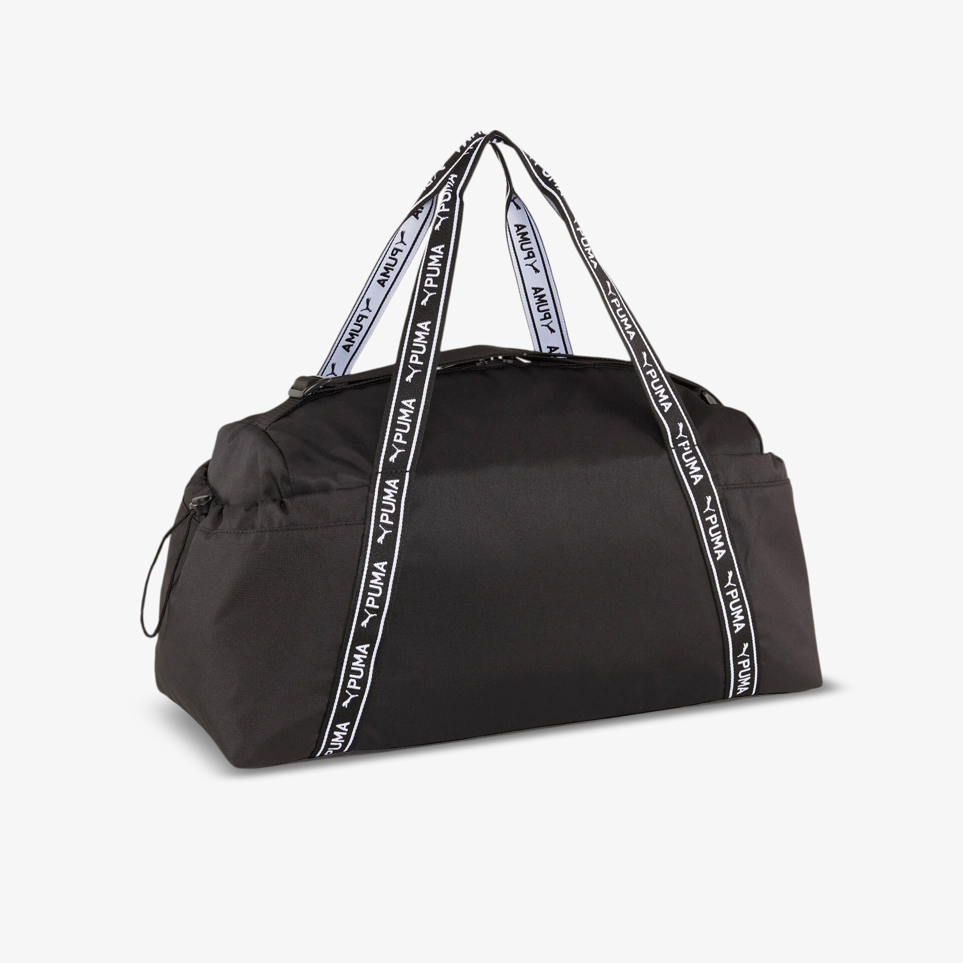 Schwarze strapazierfähige Tragetasche mit bequemen Griffen, geräumigem Innenraum und modischem Logodesign, ideal für Sport und Reisen