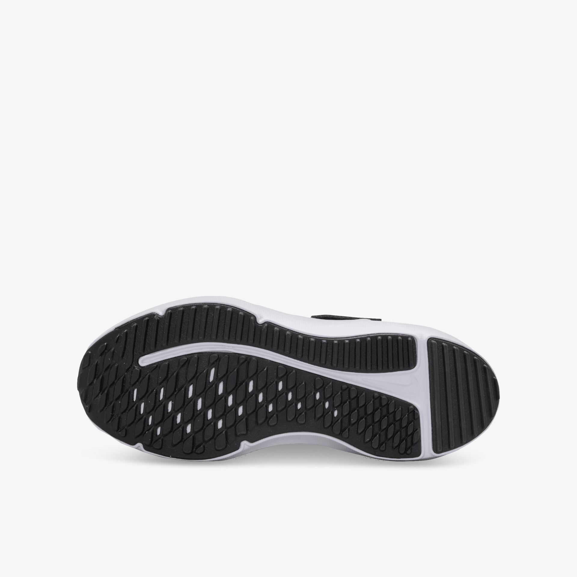 Sportliche, rutschfeste und langlebige Schuhsohle in Schwarz-Weiß mit flexiblem, griffigem Profil