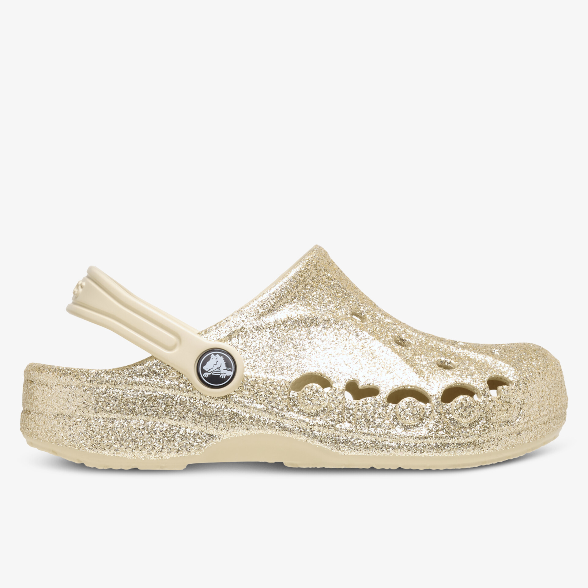 Bequemer leichter goldfarbener Clog mit atmungsaktiven Löchern und flexiblem Riemen für optimalen Halt