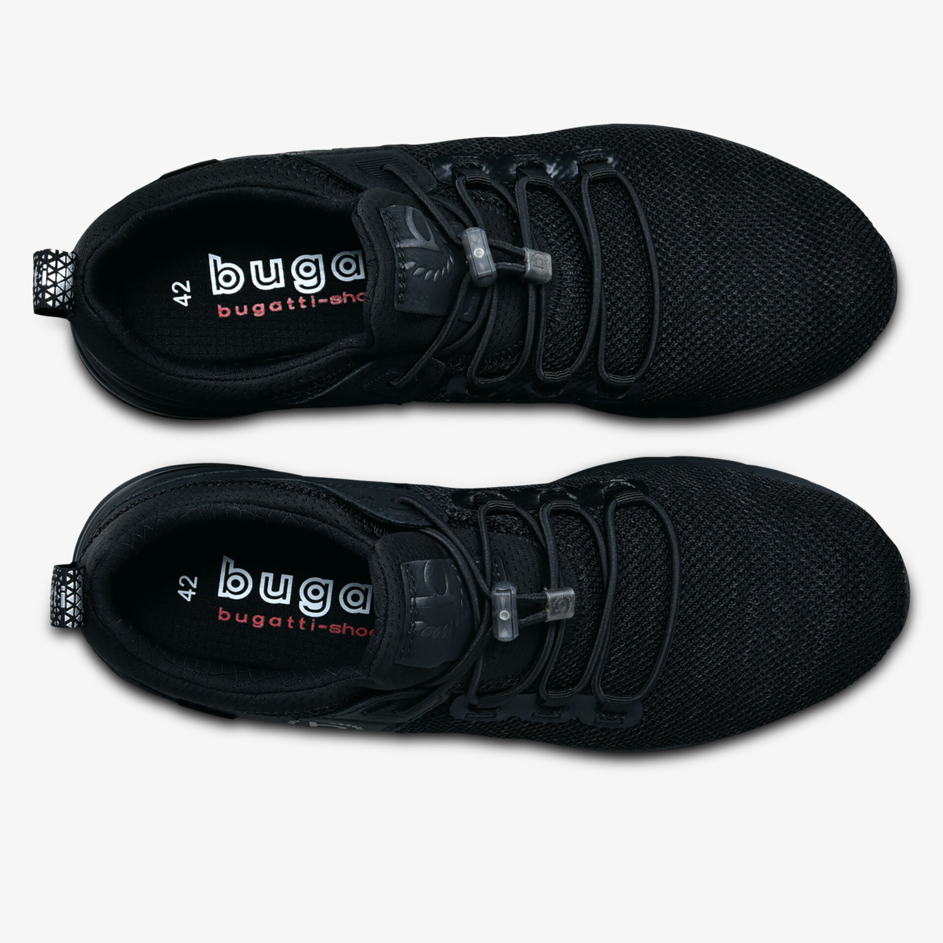 Elegante schwarze Schuhe mit atmungsaktivem Obermaterial und modernem Schnürdesign.